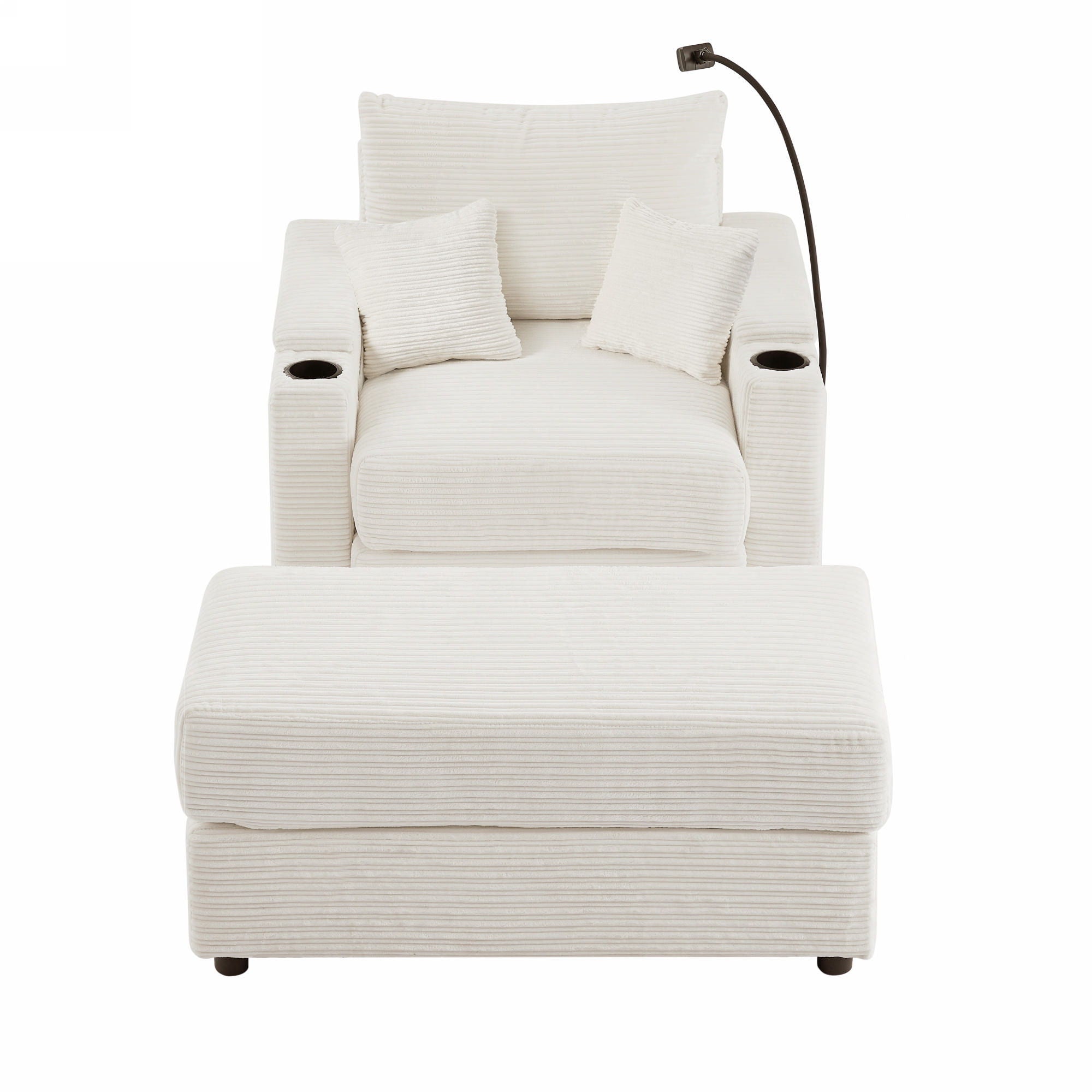 Modern Style Loveseat Sofa Sectional Sofa Couch With Storage Space, A Movable Ottoman, Two USB Ports, Two Cup Holders, A Phone Holder For Living Room - Best Buy Furniture