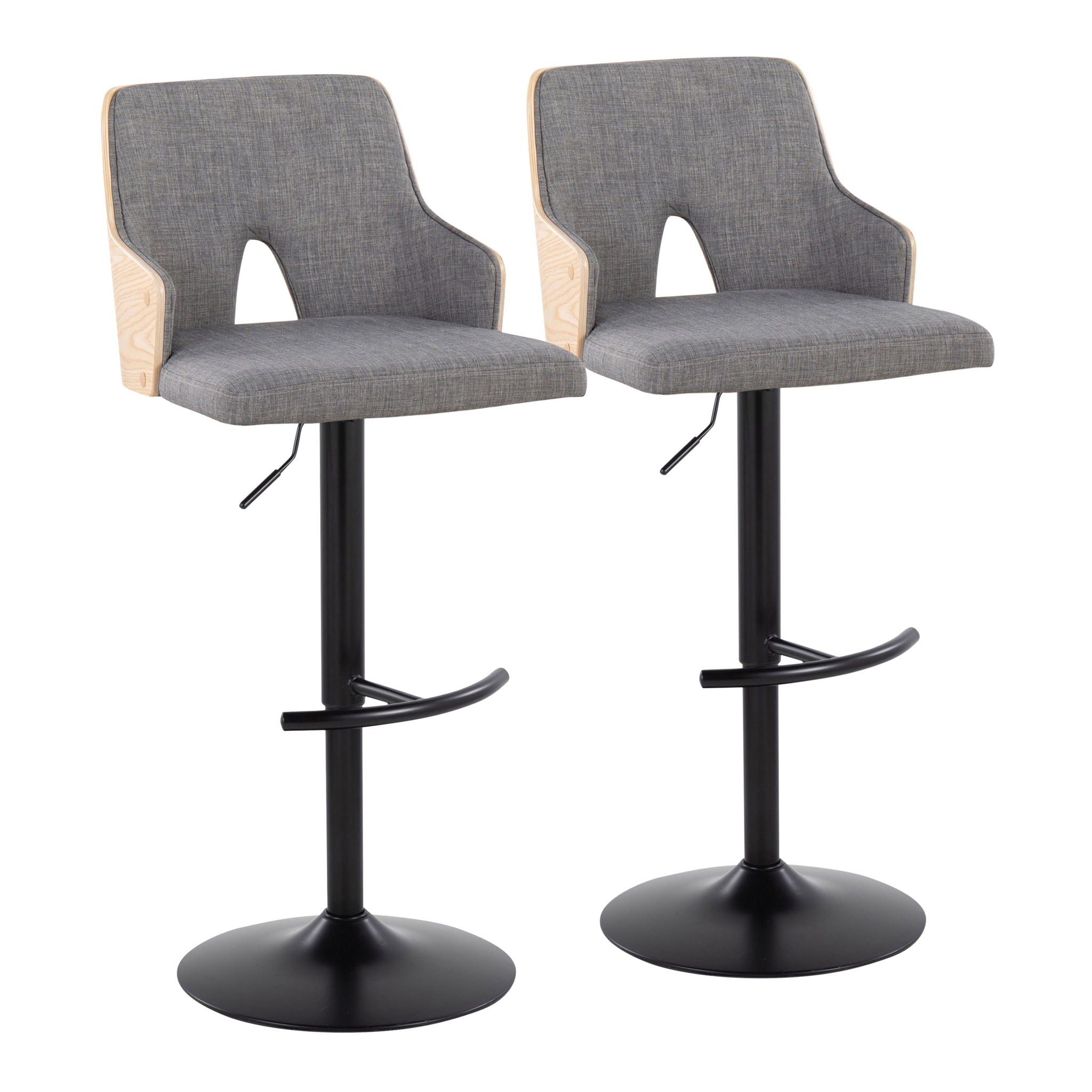 Stella - Contemporary Adjustable Barstool Stool With Swivel And Rounded T Footrest (Set of 2) - Best Buy Furniture