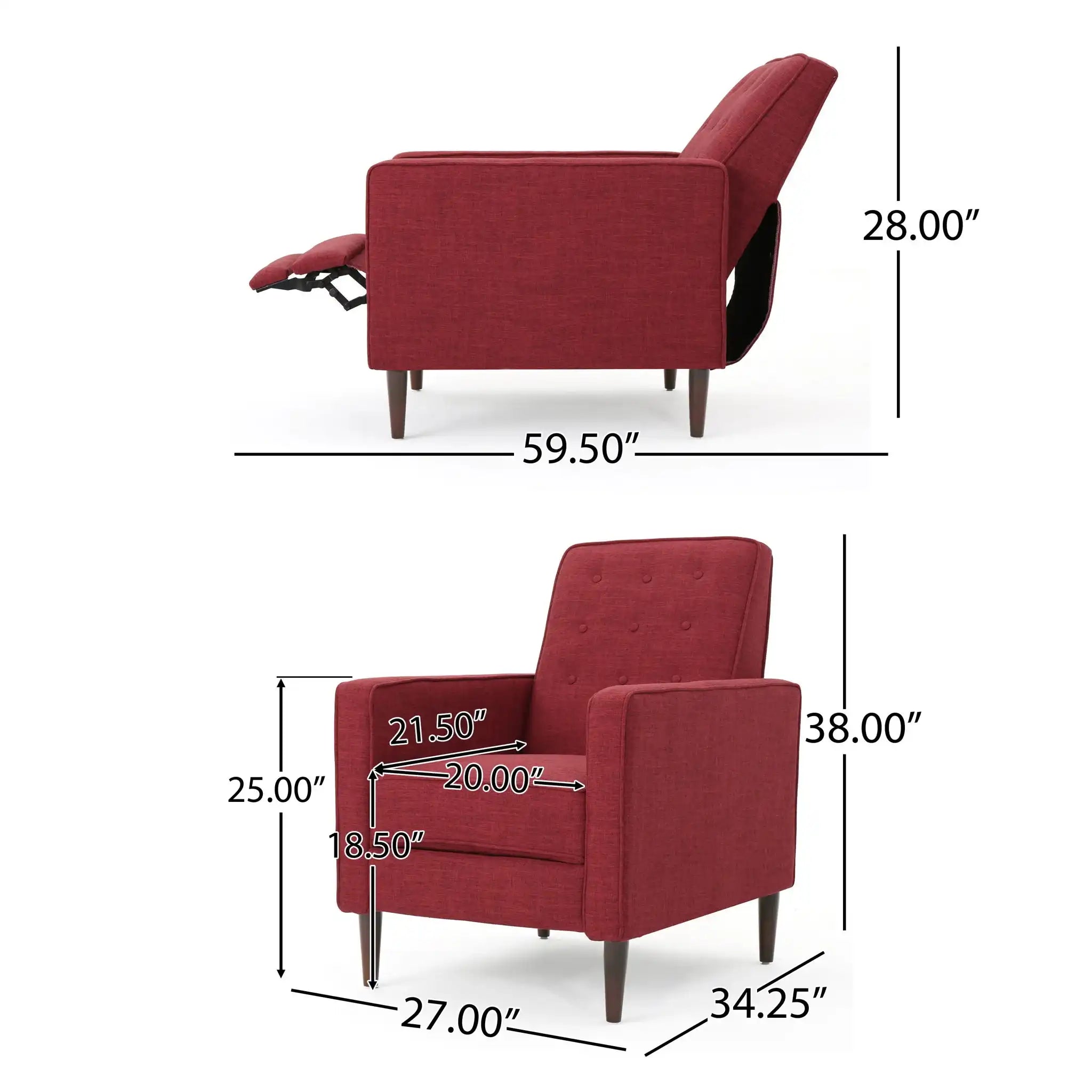 Mid-Century Modern Recliner With Button Tufted Waffle Stitch - Best Buy Furniture