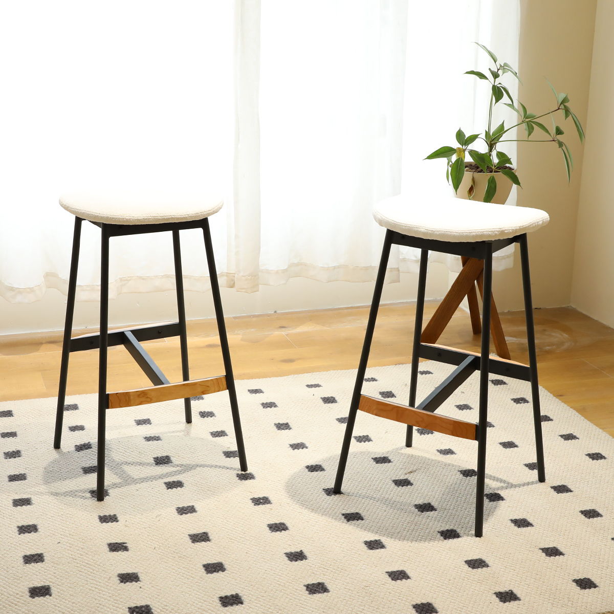 Modern Bar Stools Comfortable & Stylish, Soft Fabric Upholstered, Backless (Set of 2) - Best Buy Furniture