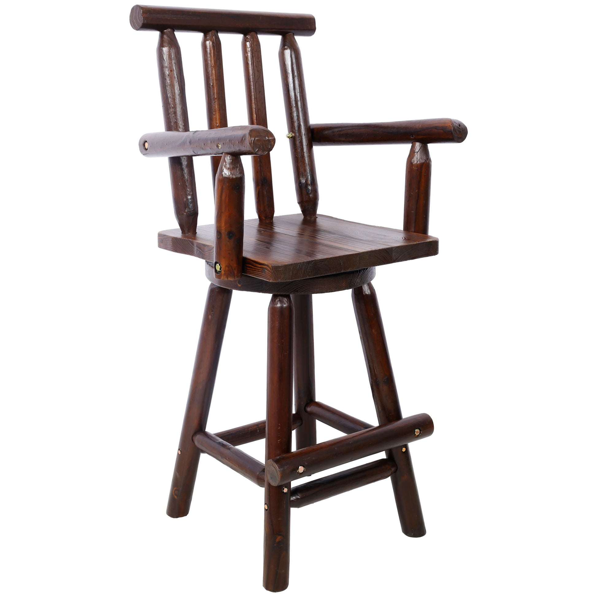Rustic Bar Stool, Fir Wood Construction, Wide Armrest - Best Buy Furniture