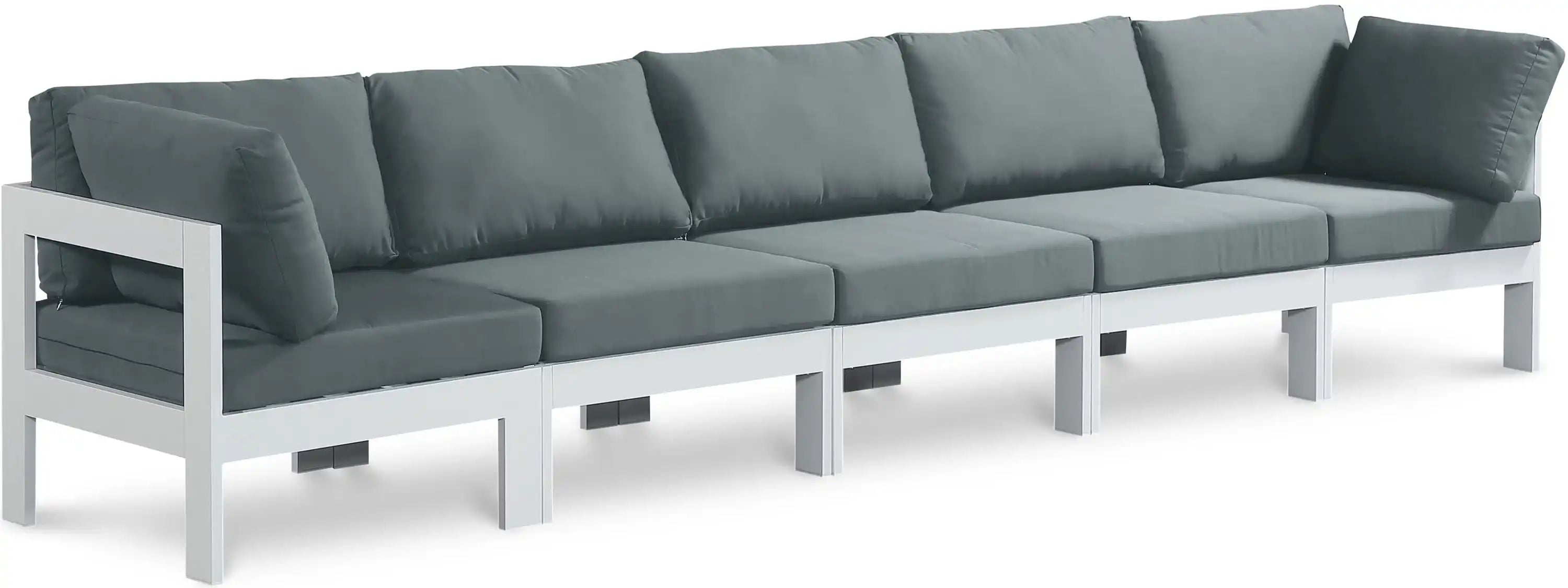 Nizuc - Outdoor Patio 5 Seat Modular Sofa With White Frame - Best Buy Furniture