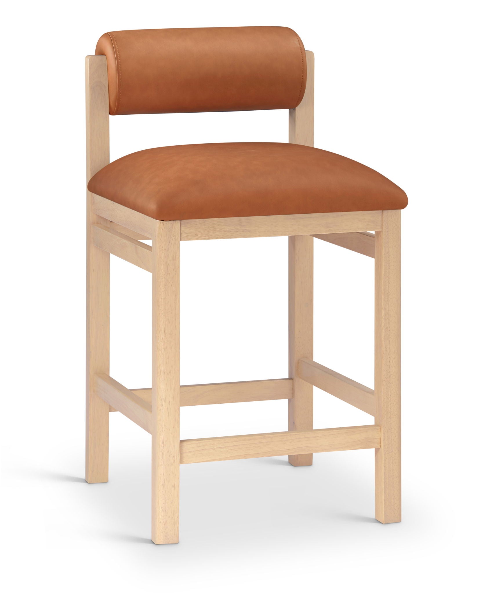 Roundhill - Faux Leather Counter Stool - Natural Frame - Best Buy Furniture