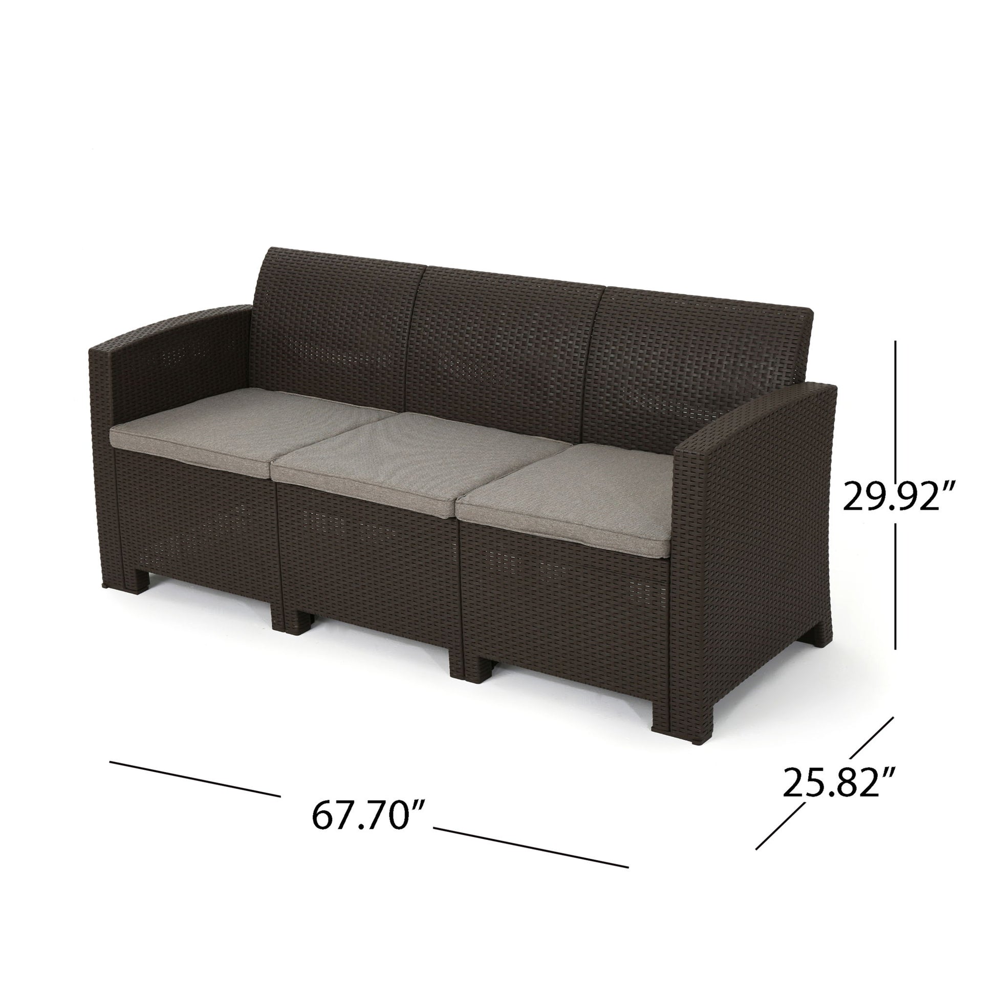 Outdoor Faux Wicker Rattan Style Chat Set With Water Resistant Cushions, 5 Pieces Set - Brown / Mix Beige - Best Buy Furniture