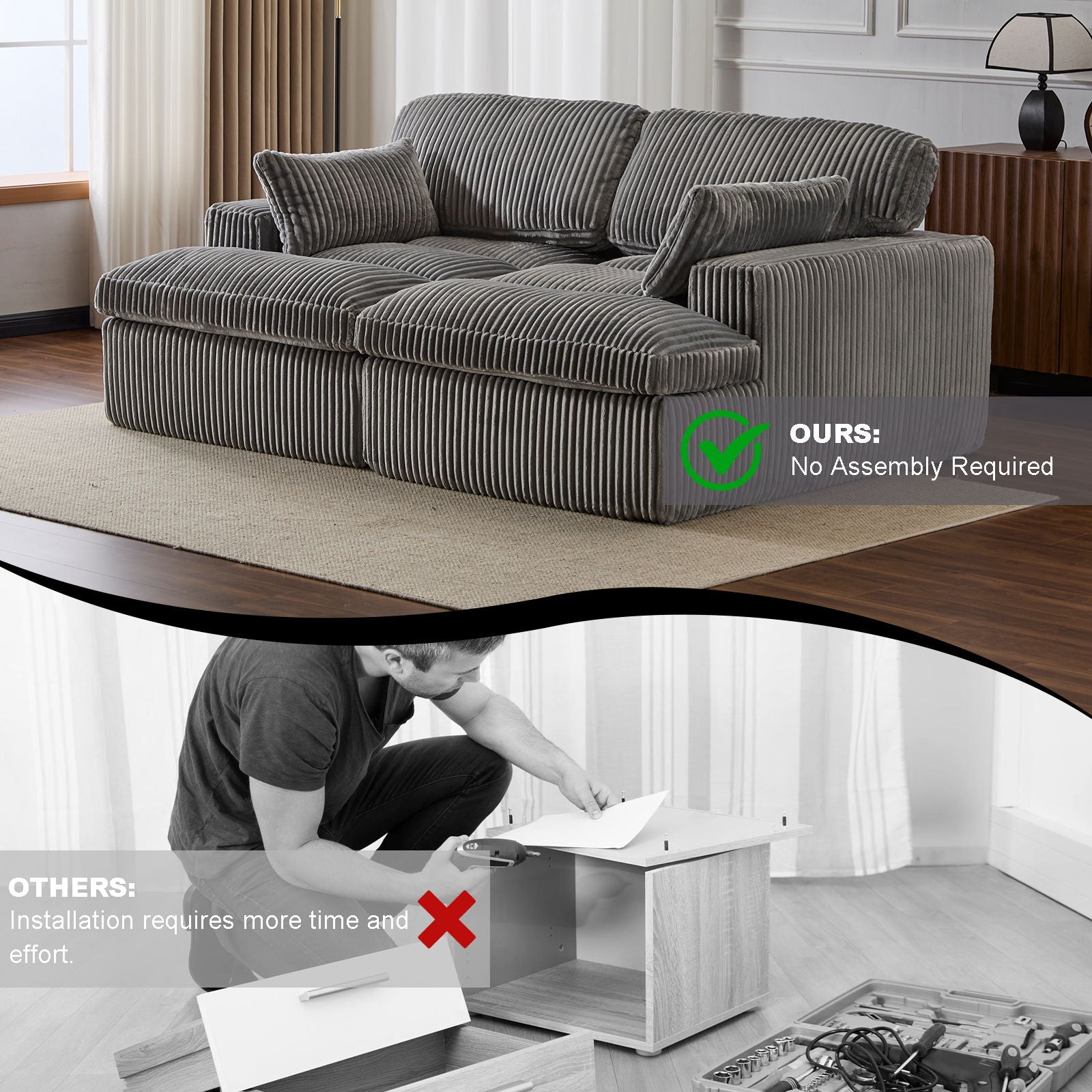 Double Chaise Lounge Chair, Oversized Upholstered Sleeper Cloud Couch - Best Buy Furniture