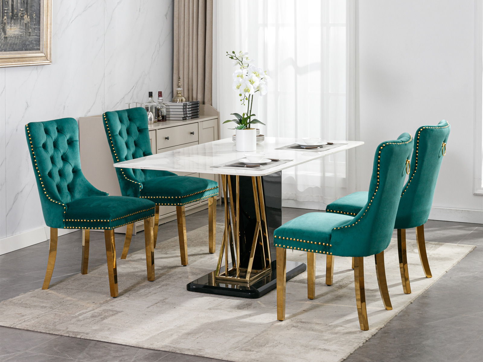 Nikki - Modern, High-End Tufted Solid Wood Contemporary Velvet Upholstered Dining Chair With Golden Stainless Steel Plating Legs, Nailhead Trim (Set of 2) - Best Buy Furniture