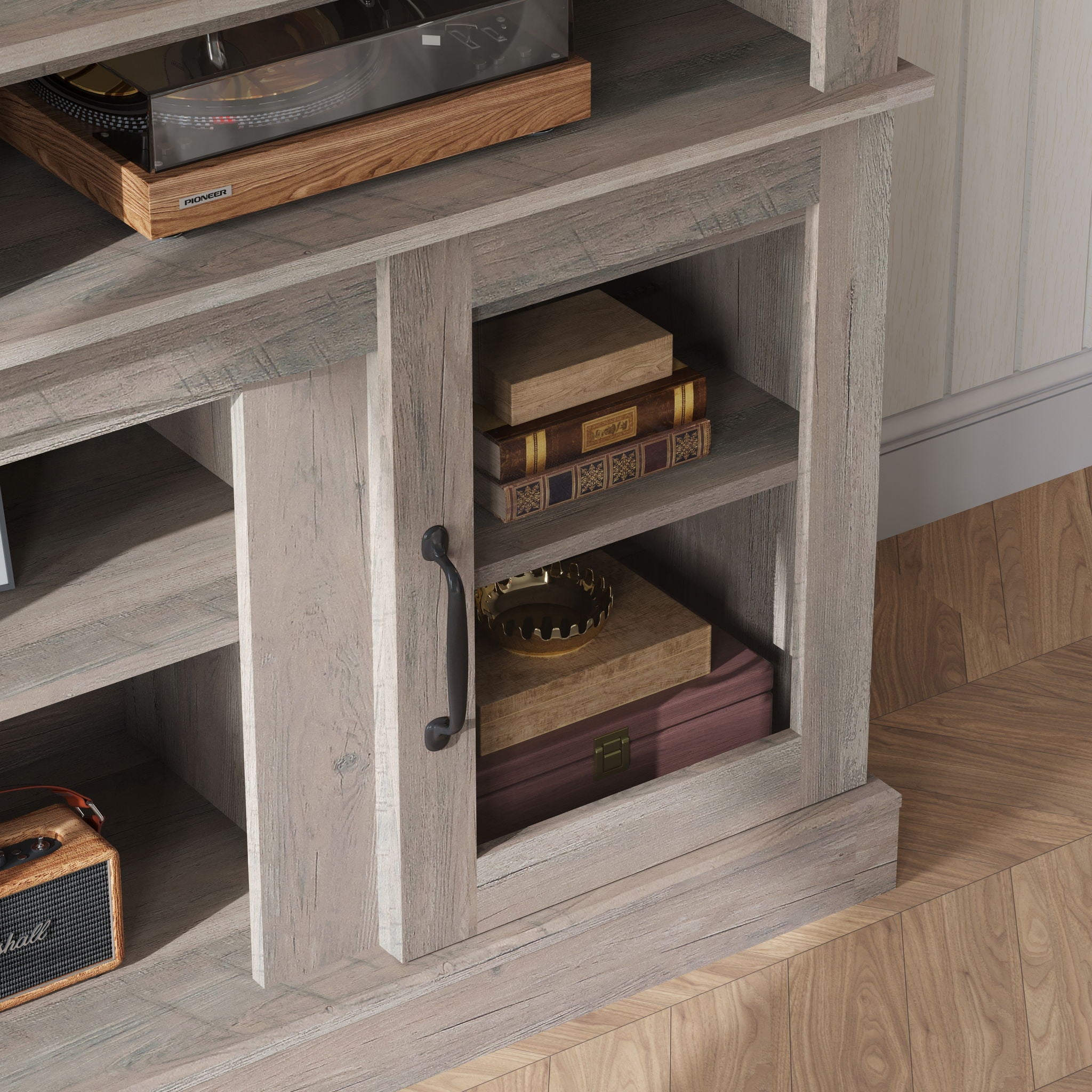 58.27" TV Stand With Storage Cabinet And Shelves, TV Console Table Entertainment Center For Living Room, Bedroom - Gray - Best Buy Furniture