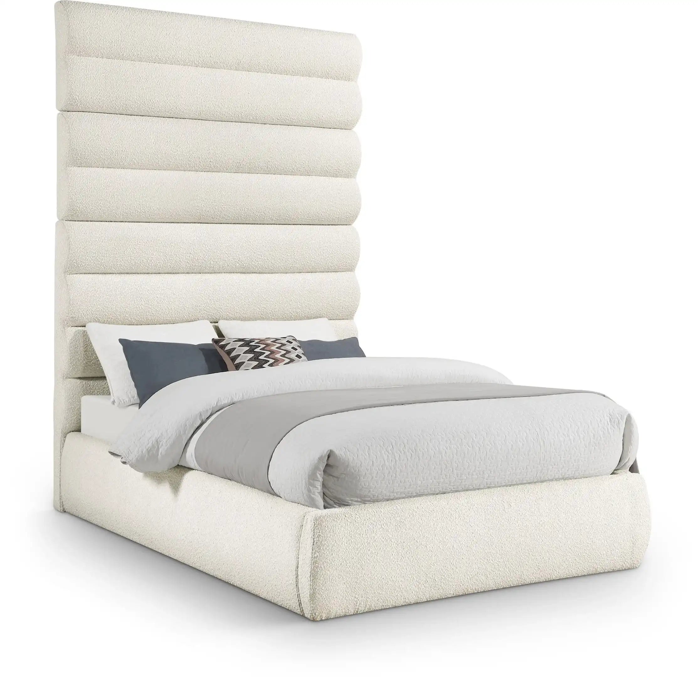 Adam - Boucle Fabric Bed With 89" Headboard - Best Buy Furniture