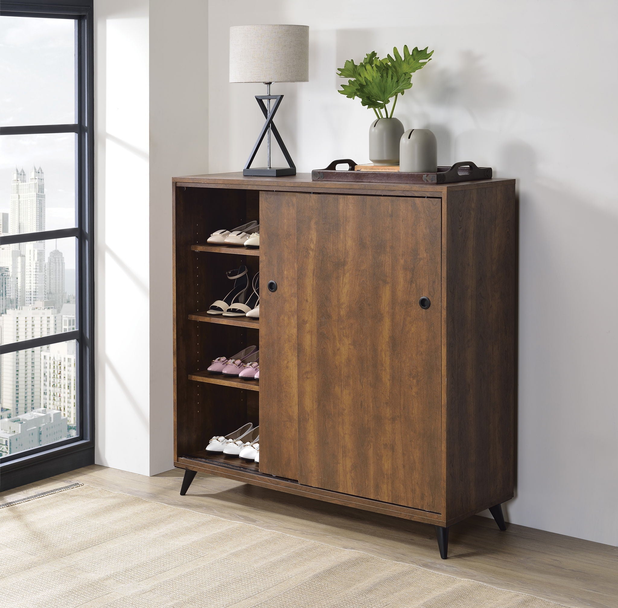 Waina - Shoe Cabinet - Oak - Best Buy Furniture