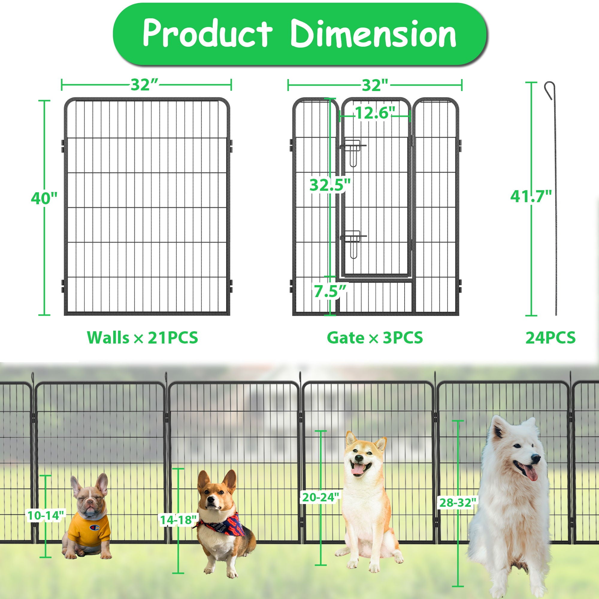 Dog Pens Outdoor Height Foldable Panels Heavy Duty Metal Portable Dog Playpen Indoor Anti Rust Exercise Dog Fence With Doors For Pets Play Pen For RV Camping Yard - Best Buy Furniture