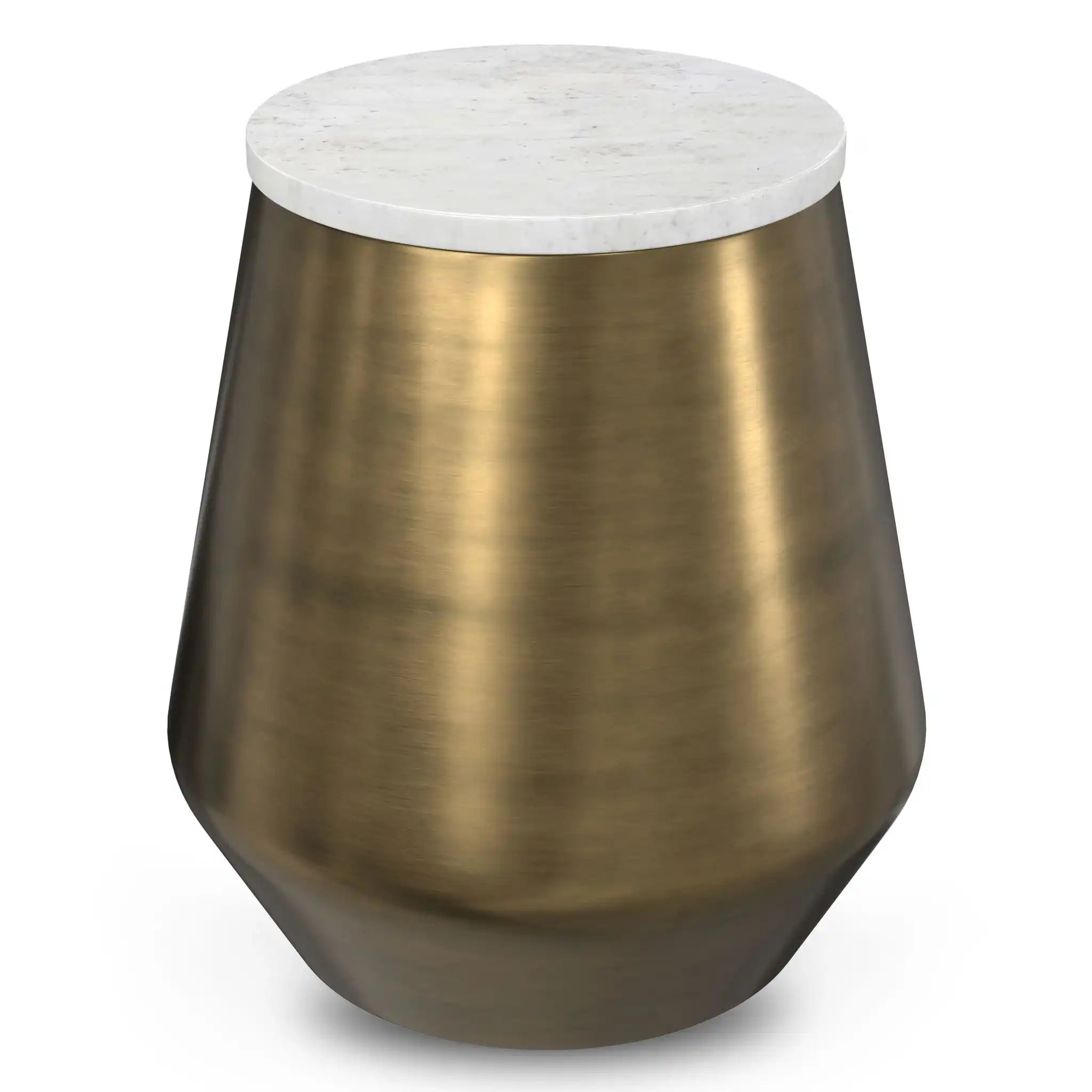 Benning - Side Table - Antique Brass / White - Best Buy Furniture