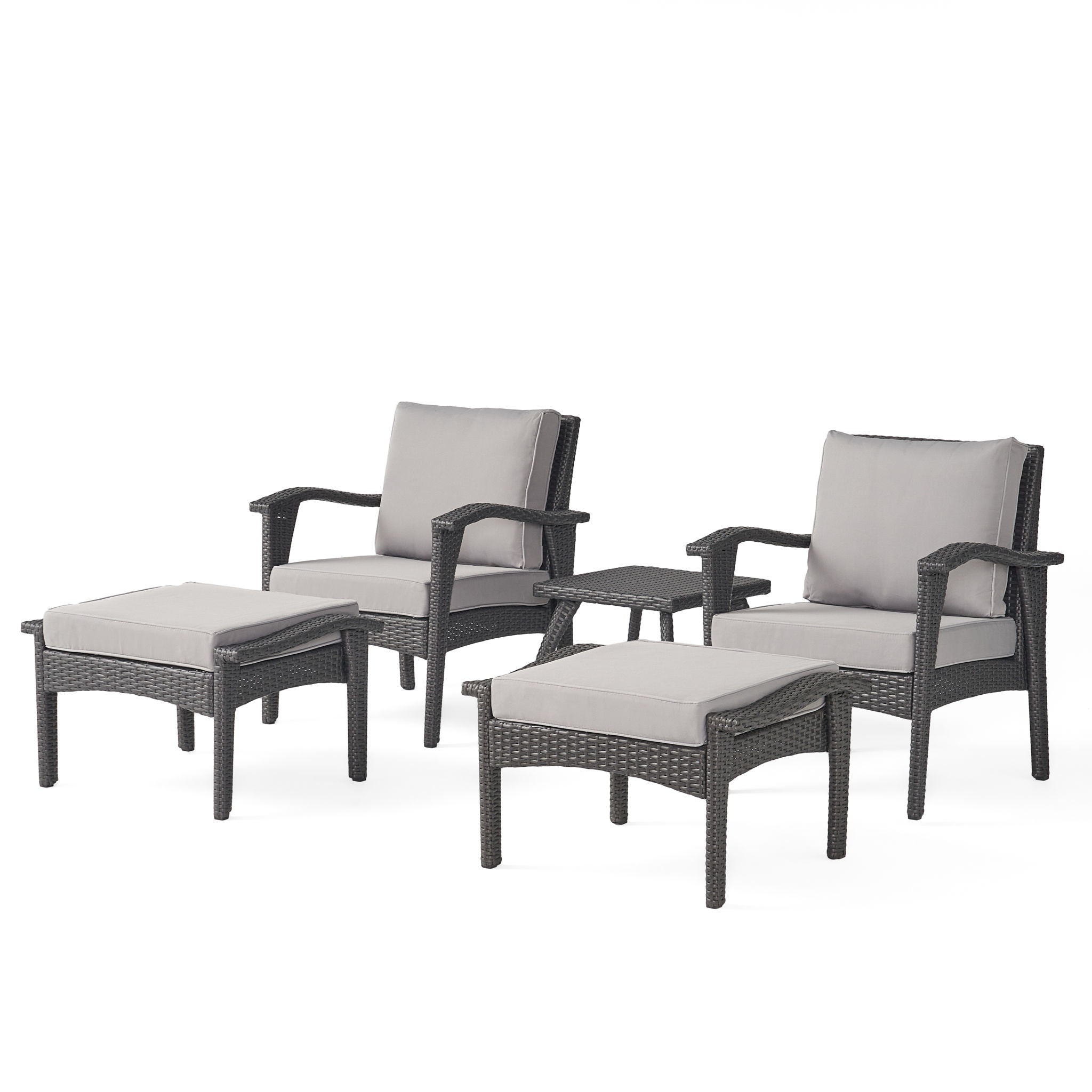 Honolulu - Modern Chat Set of 5 With Wicker - Gray / Silver - Best Buy Furniture