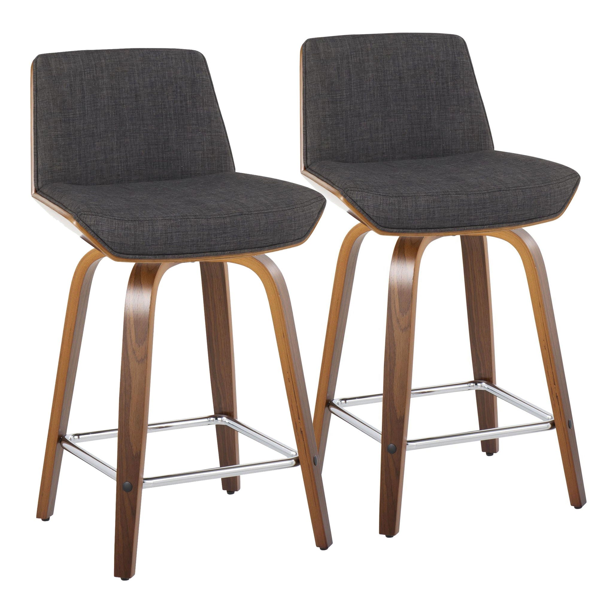Corazza - Mid Century Modern Fixed Height Counter Stool With Swivel With Square Footrest (Set of 2) - Best Buy Furniture