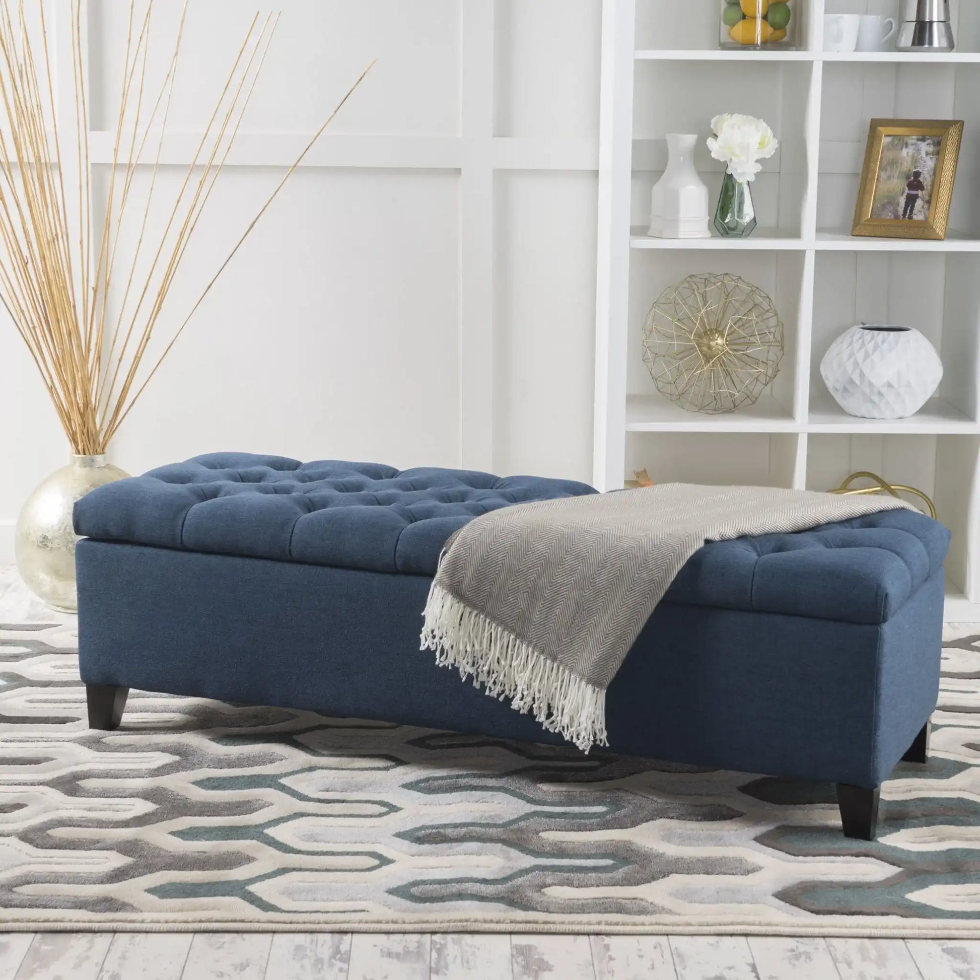 Glouster - Contemporary Storage Ottoman With Button Tufted Design - Best Buy Furniture