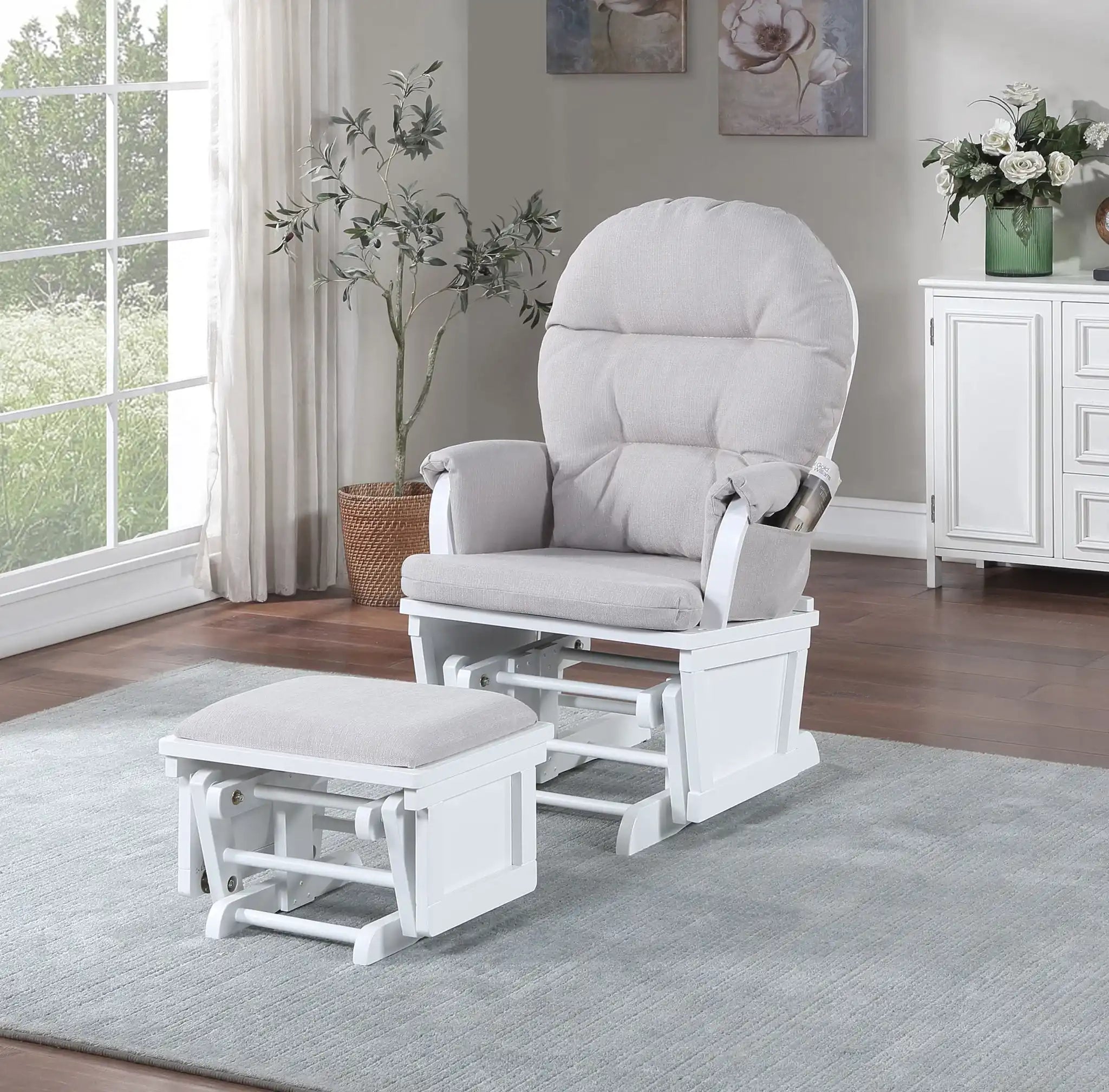Madison - Glider & Ottoman - White Base - Best Buy Furniture