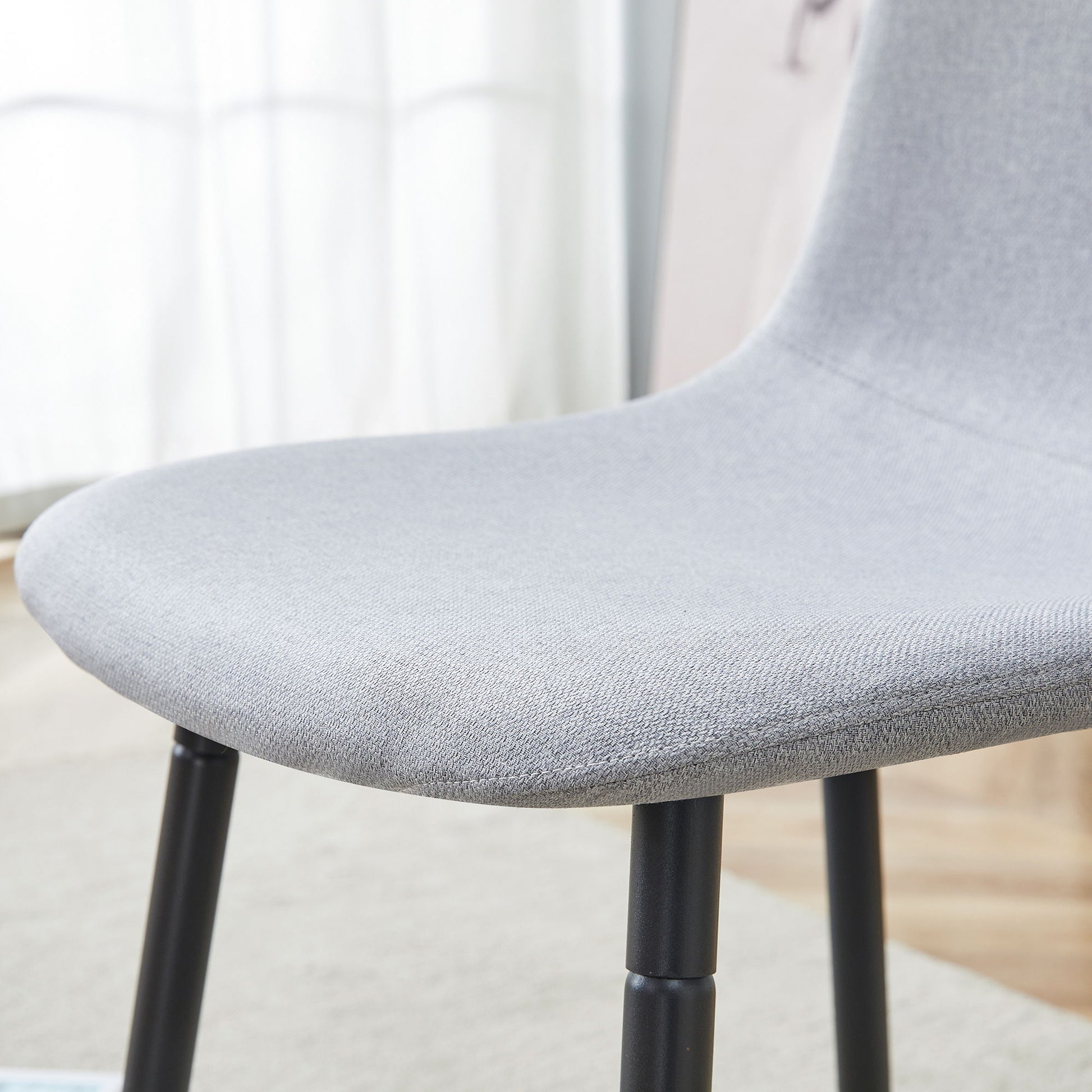 Modern Medieval Style Cushioned Side Chairs Set With Black Metal Legs For Kitchens - Best Buy Furniture