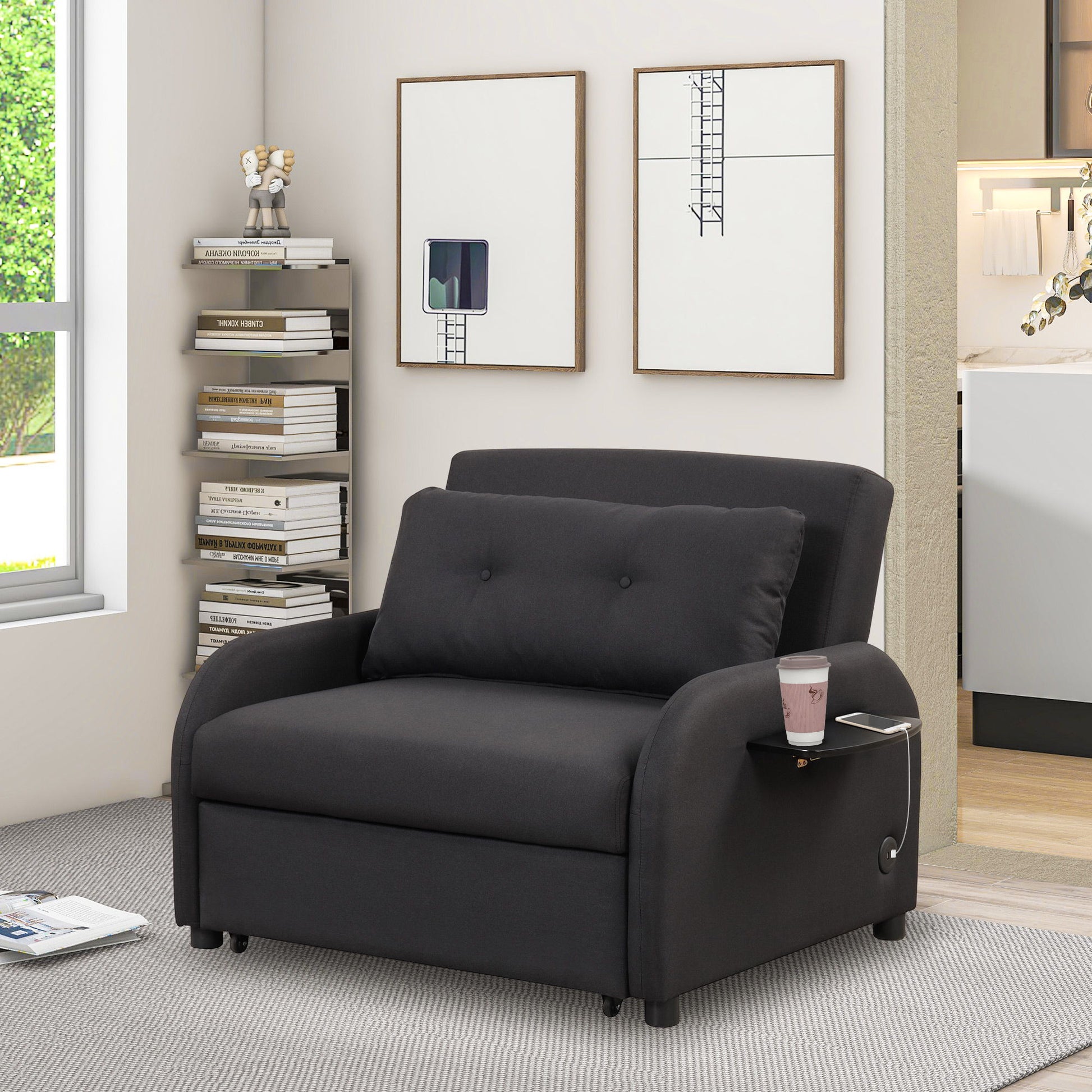 Versatile Pull Out Sofa Sleeper 3 In 1 With Wing Table & USB Charge, Compact Design - Best Buy Furniture