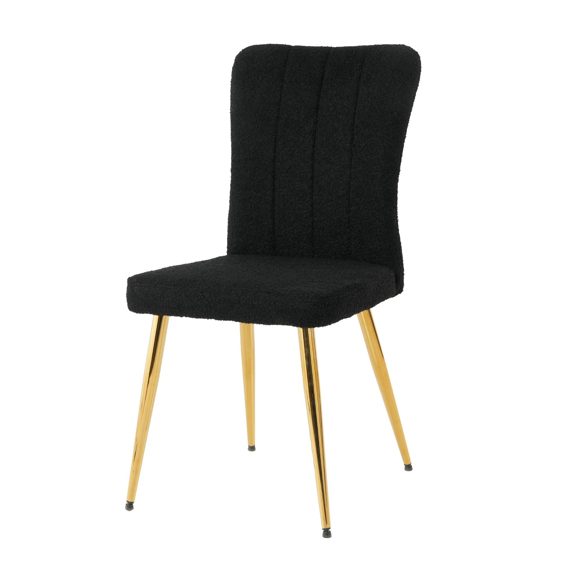 Modern Teddy Wool Dining Chair With Plated Metal Legs Upholstered Fabric Side Chair (Set of 4) - Black - Best Buy Furniture