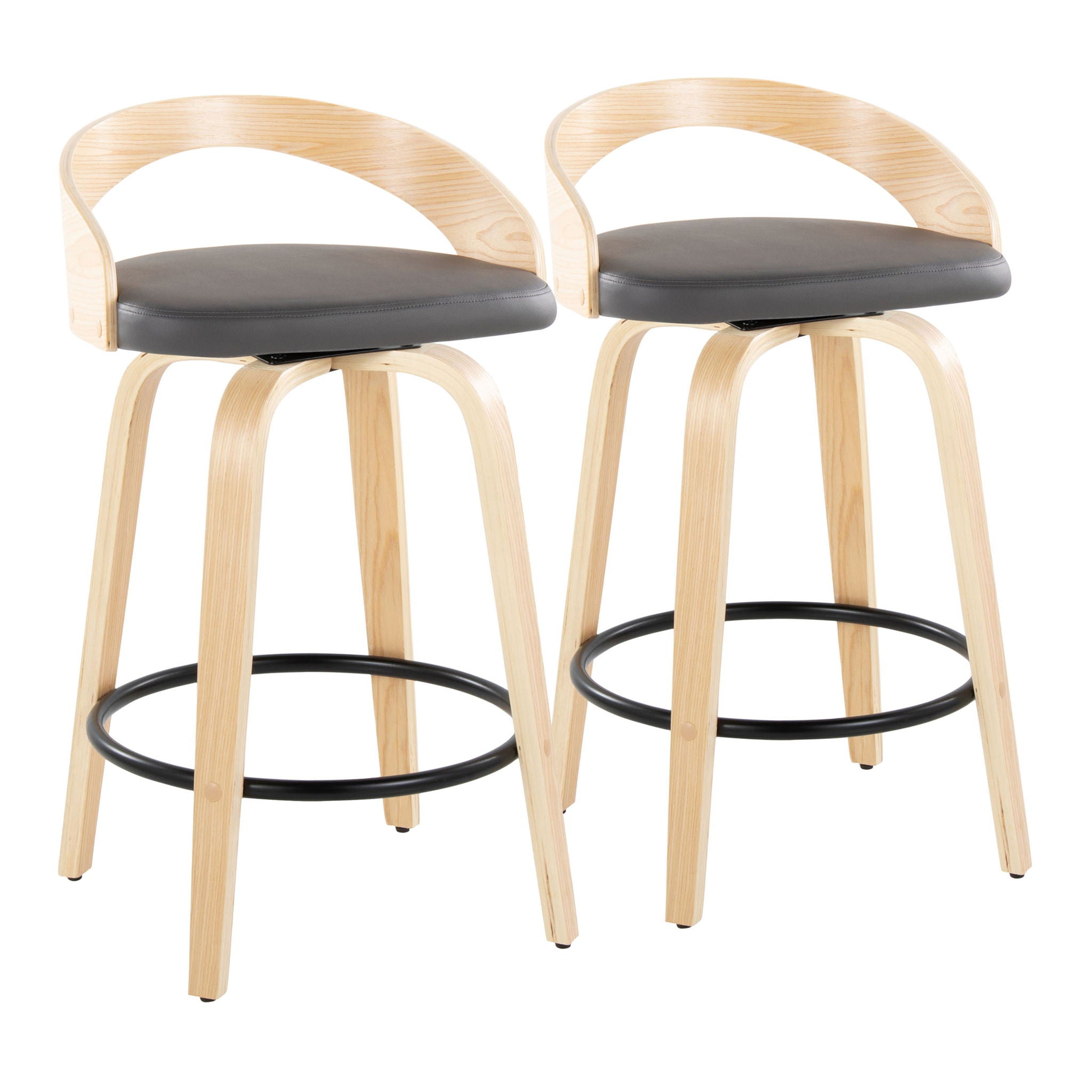 Grotto - Mid-Century Modern Fixed Height Counter Stool Swivel &h Round Footrest - Best Buy Furniture