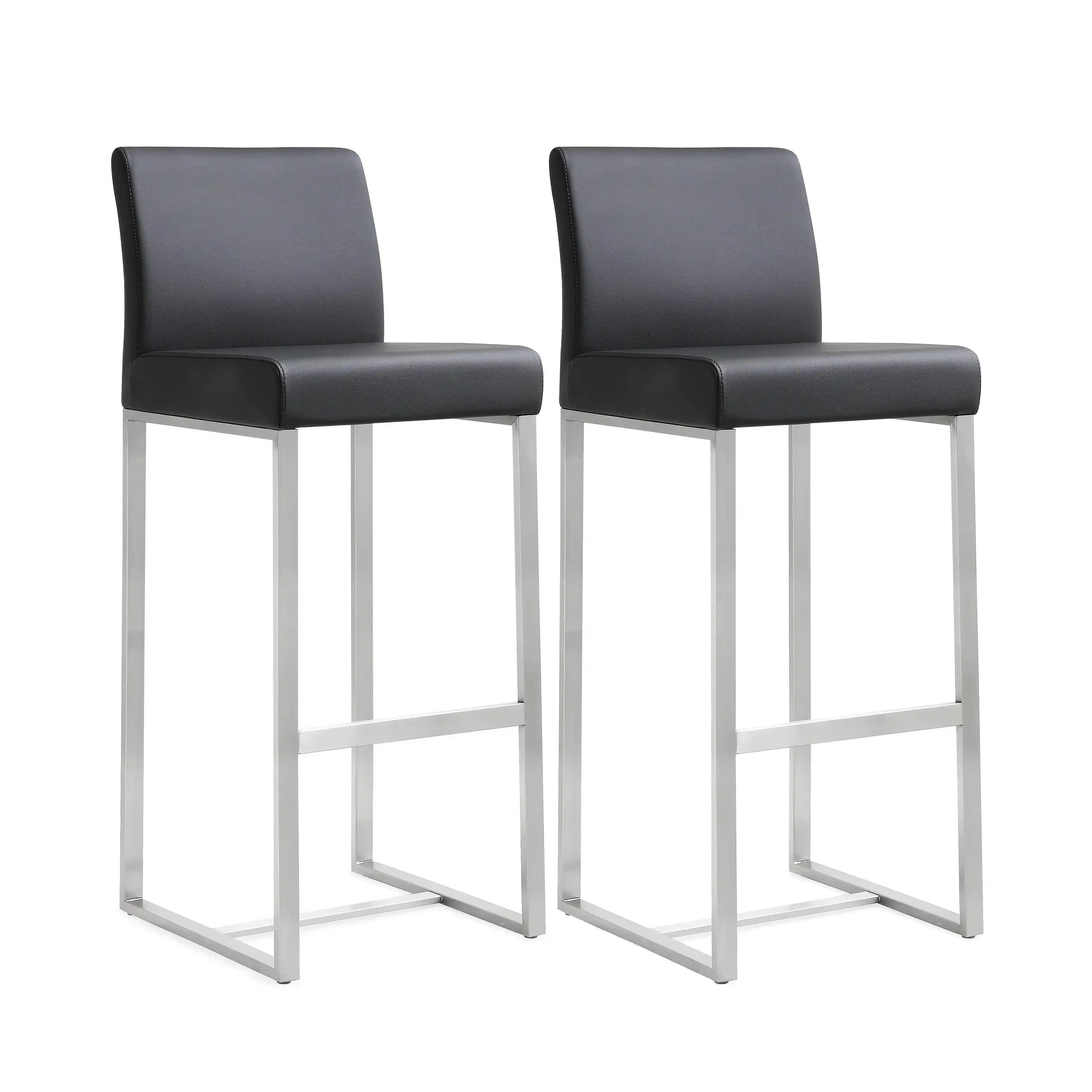 Denmark - Stainless Steel Barstool (Set of 2) - Best Buy Furniture