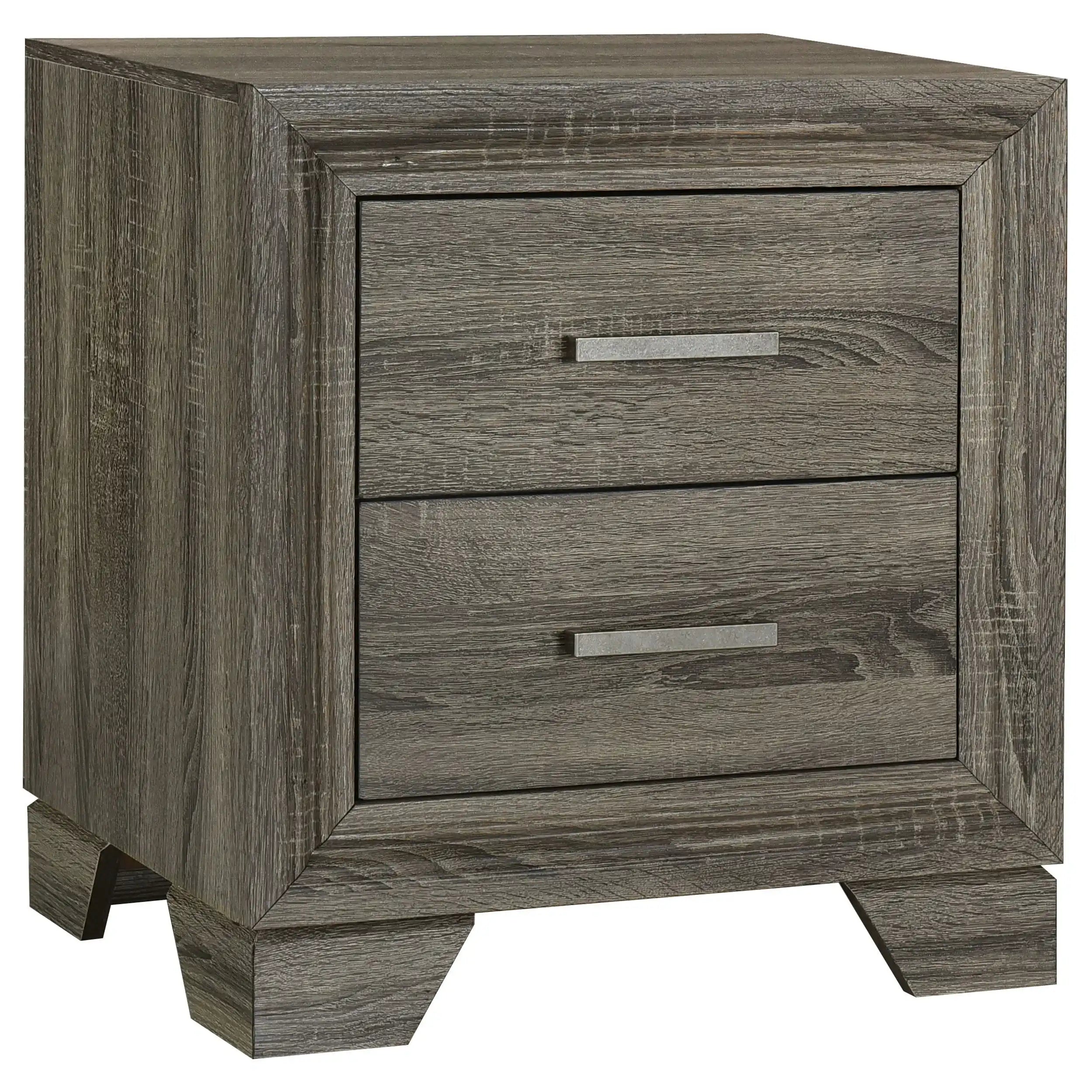 Wright - 2-Drawer Nightstand Bedside Table - Brown Oak - Best Buy Furniture
