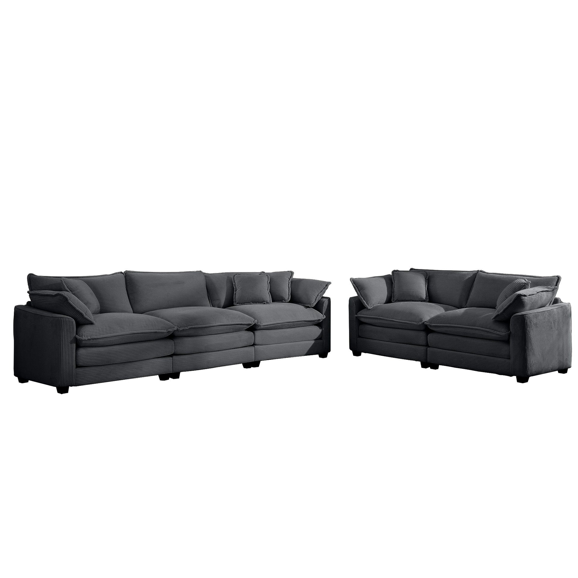 Elegant Corduroy Oversized Sectional Sofa Set With Deep Seats And Flexible Layout - Best Buy Furniture