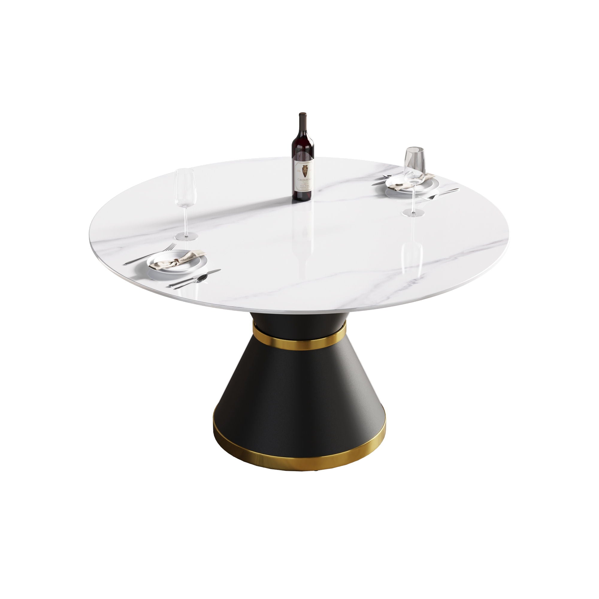 Modern Artificial Stone Round Carbon Steel Base Dining Table, Can Accommodate 6 People - Best Buy Furniture