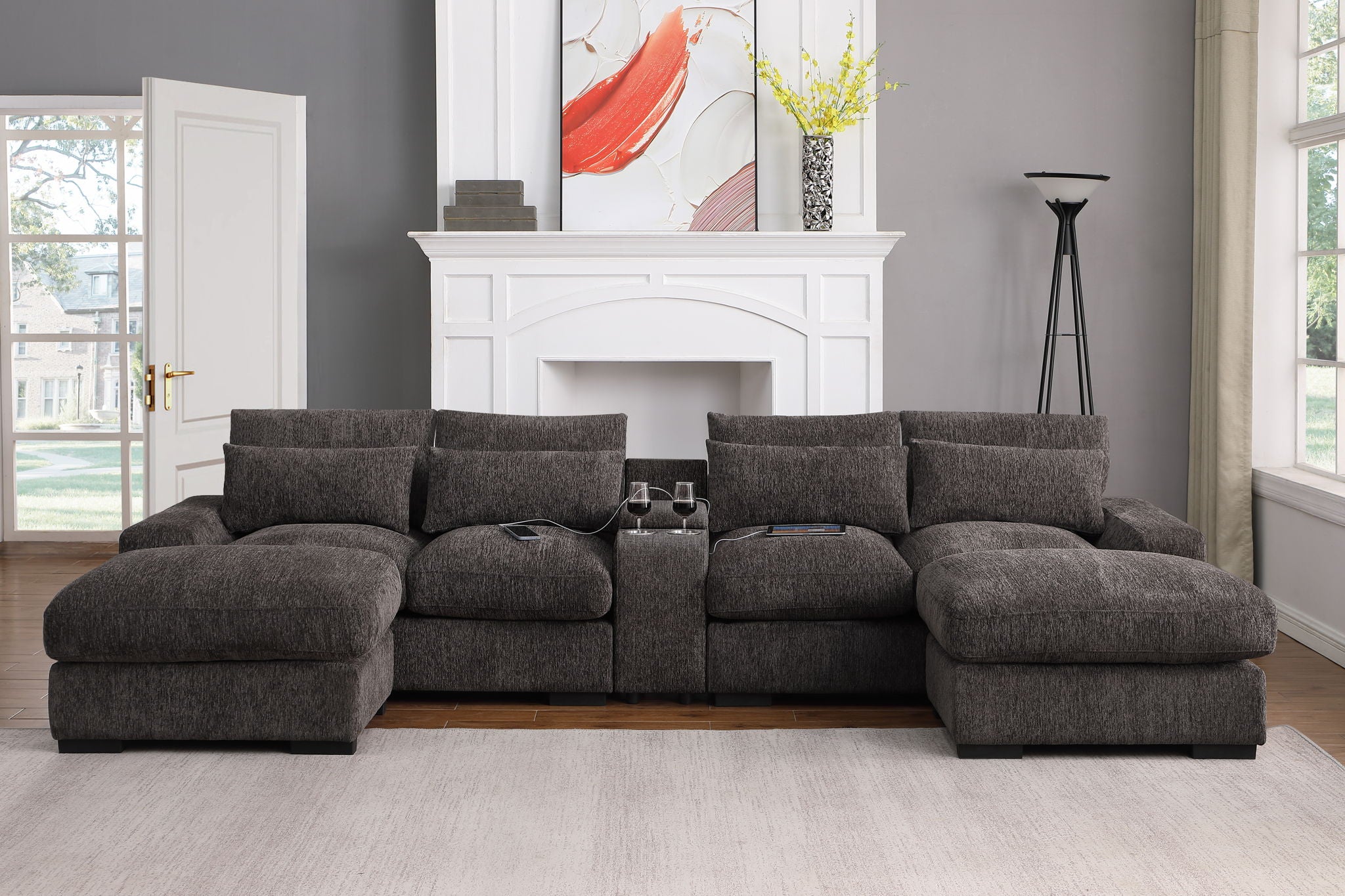 Nyeisha - Piece Upholstered Sofa & Chaise - Coffee - Best Buy Furniture