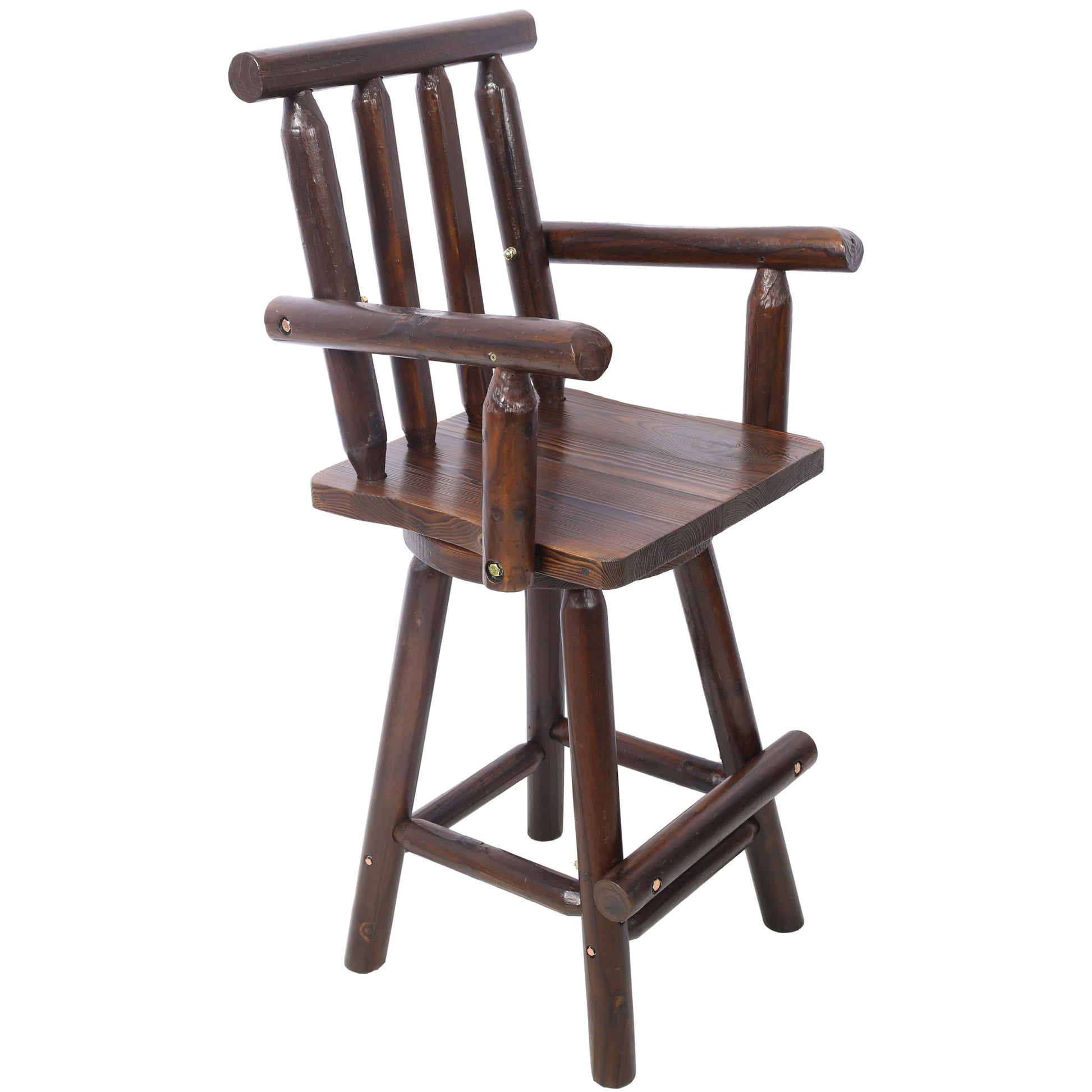 Rustic Bar Stool, Fir Wood Construction, Wide Armrest - Best Buy Furniture