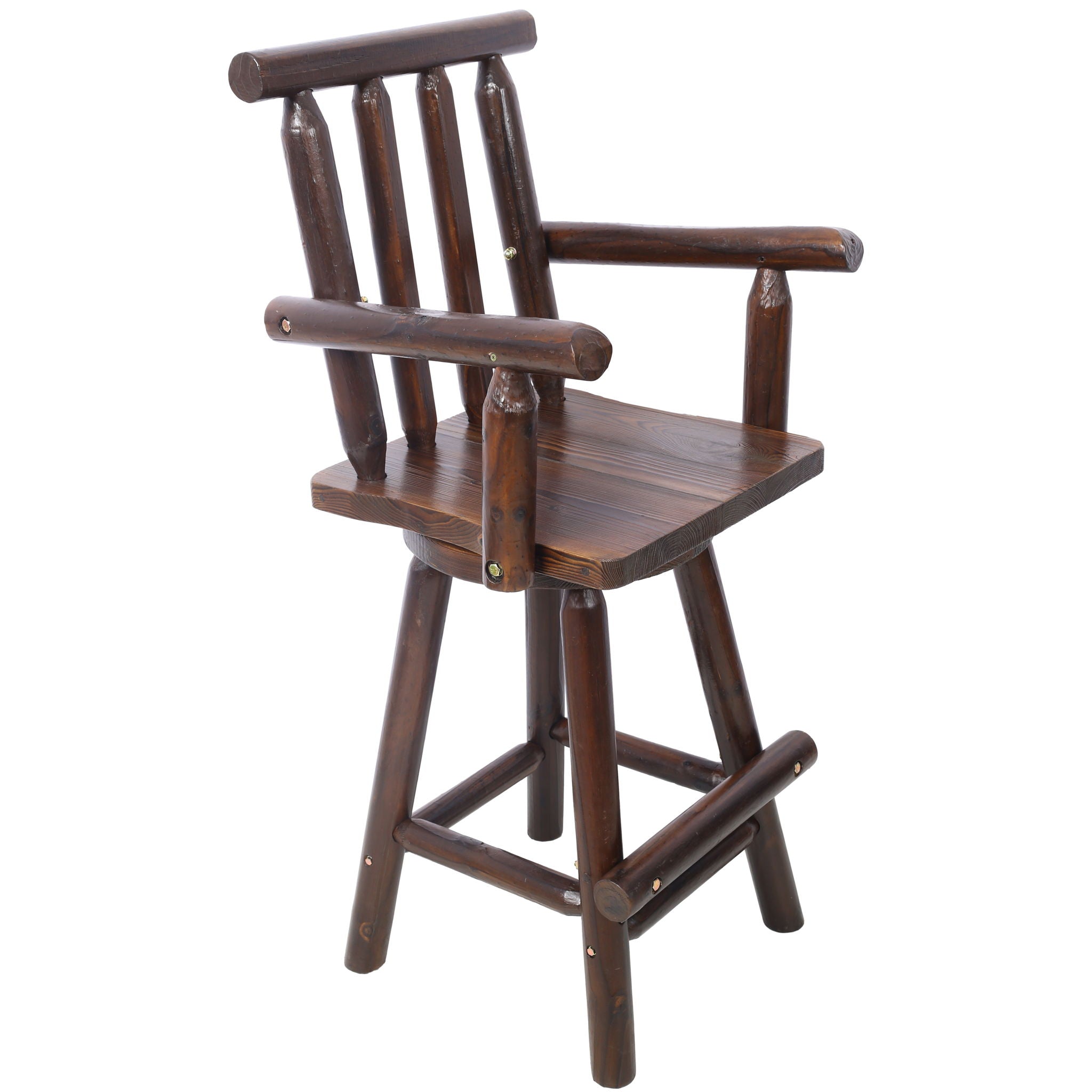 Rustic Bar Stool, Fir Wood Construction, Wide Armrest - Best Buy Furniture