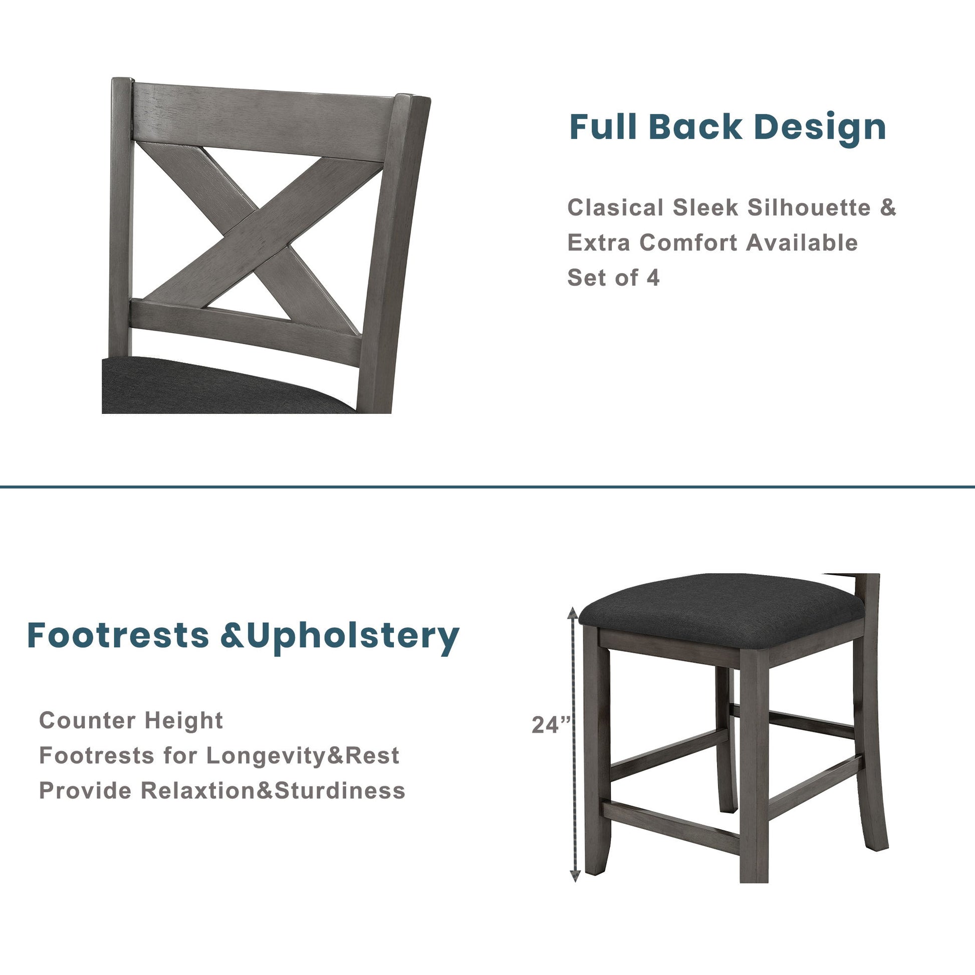 5 Pieces Counter Height Rustic Farmhouse Dining Room Wooden Bar Table Set With 2 Stools And 2 Chairs - Best Buy Furniture