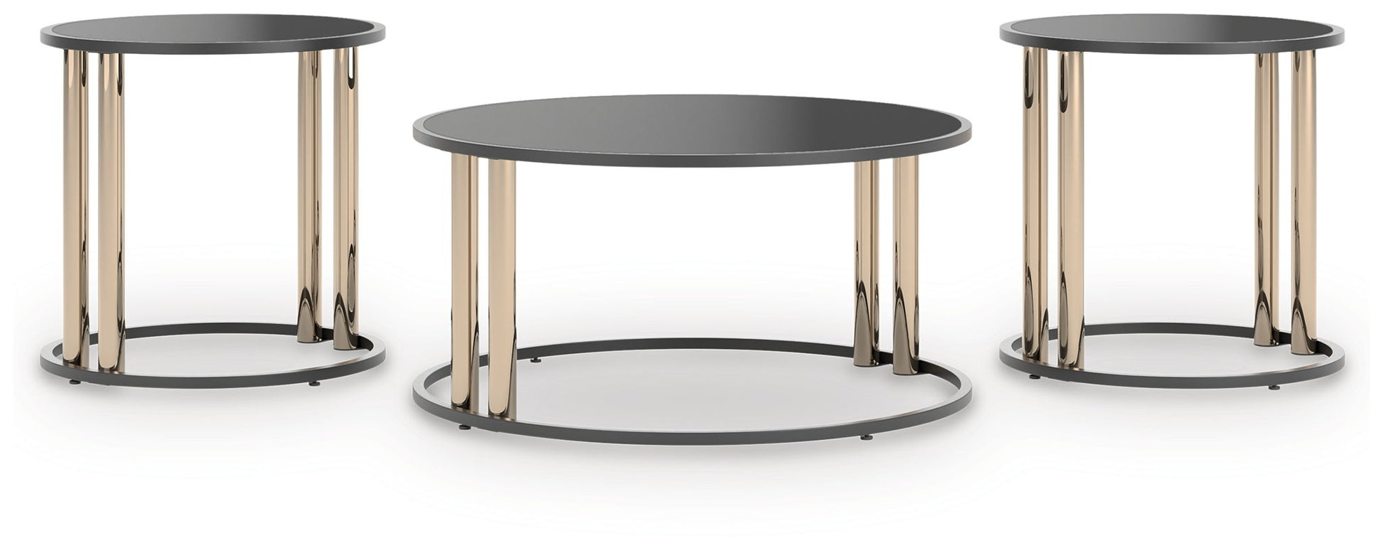 Hannerly - Occasional Table Set (Set of 3) - Black / Gold Finish - Best Buy Furniture