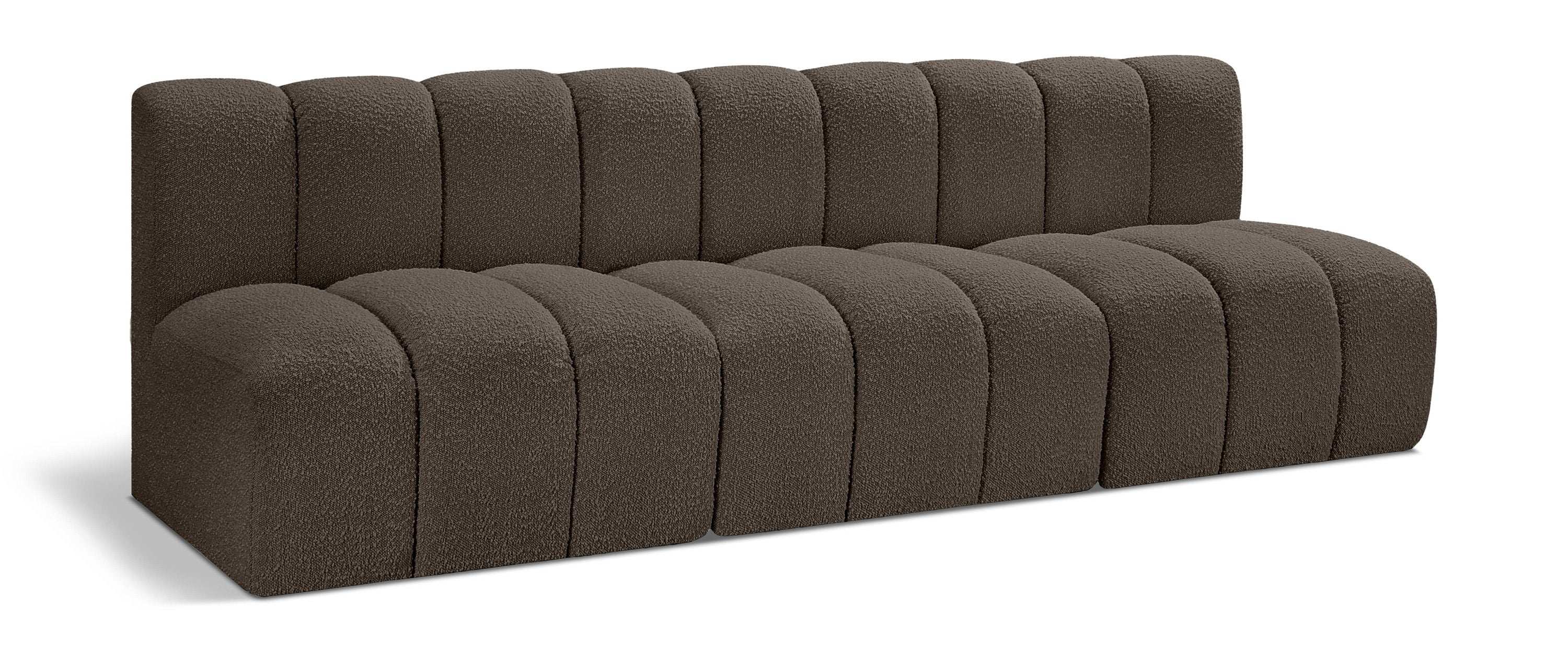 Arc - Boucle Fabric 3 Piece Modular Straight Sofa - Brown - Best Buy Furniture