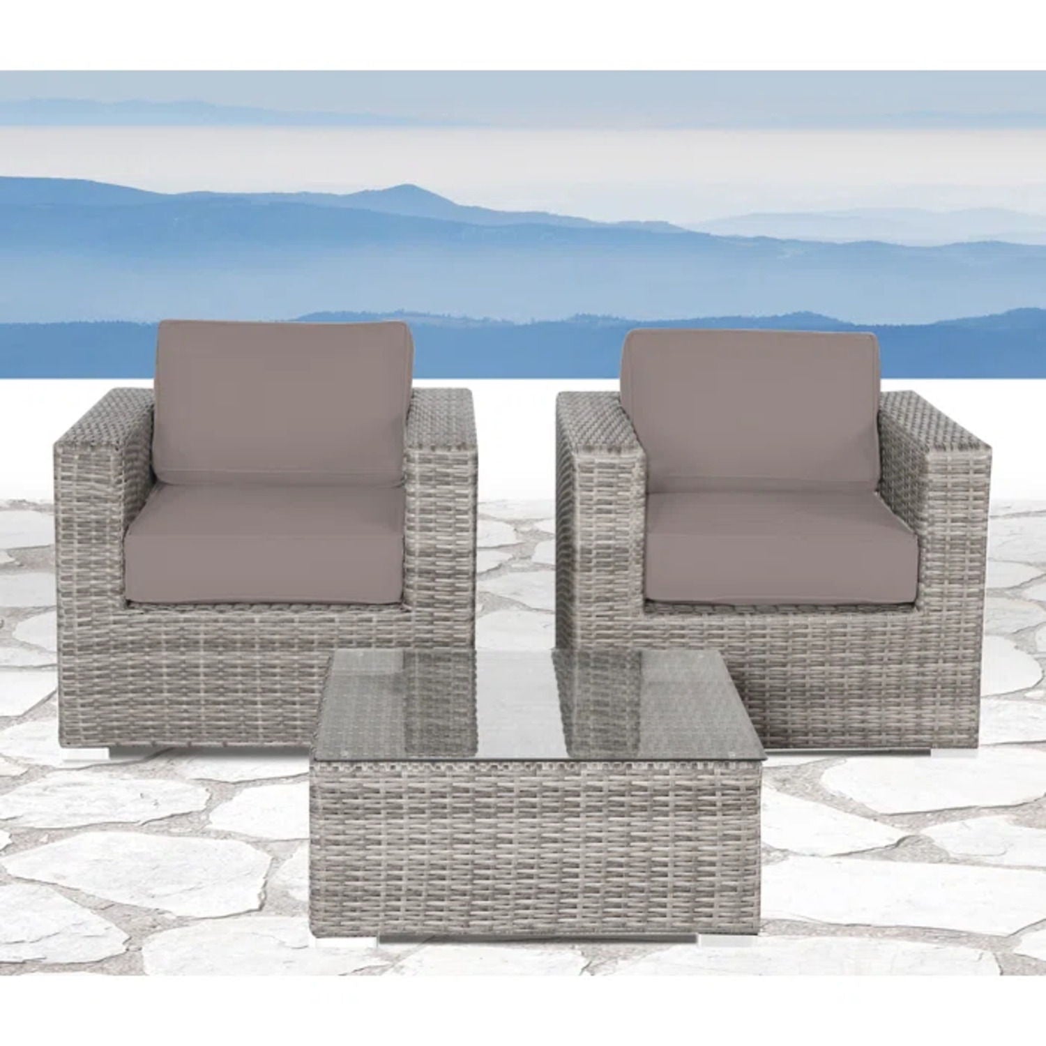 Wicker Seating Group Set With Table And Cushions - Best Buy Furniture