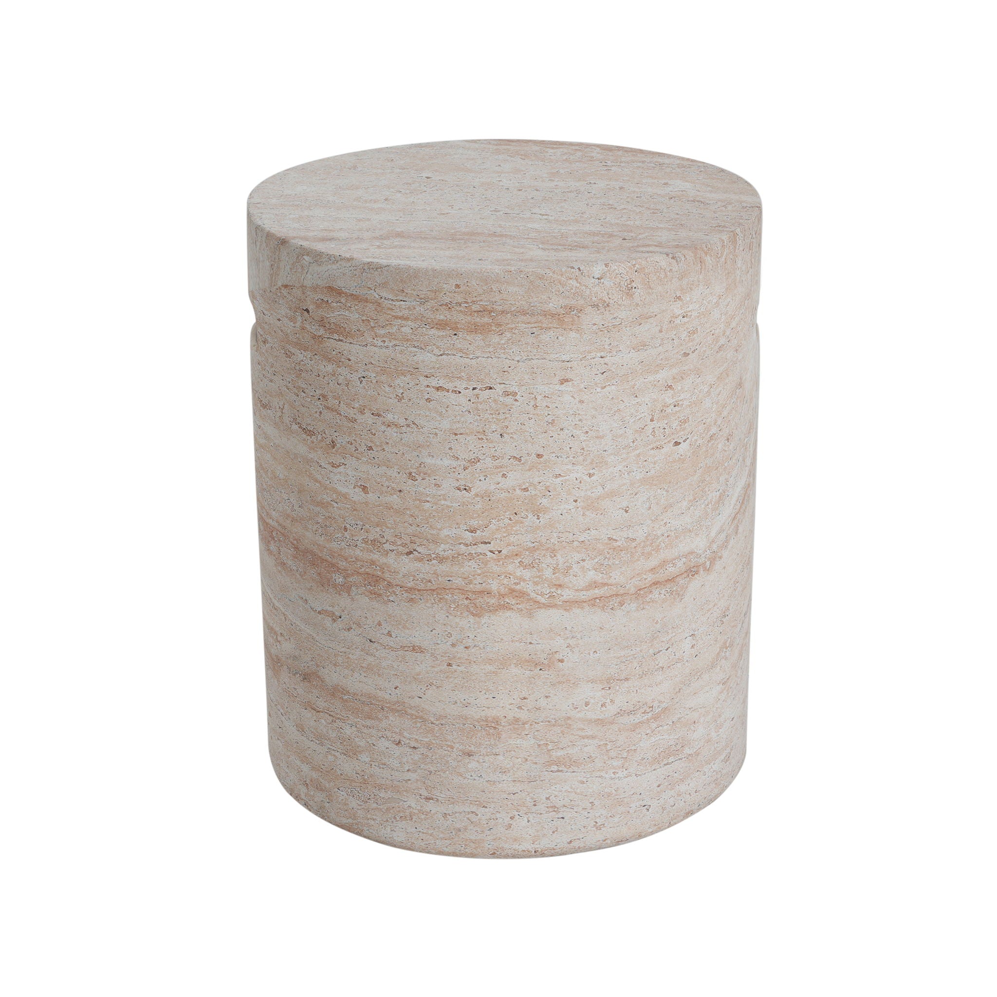 Modern Concrete Side Table With Travertine, Indoor / Outdoor Use - Beige - Best Buy Furniture
