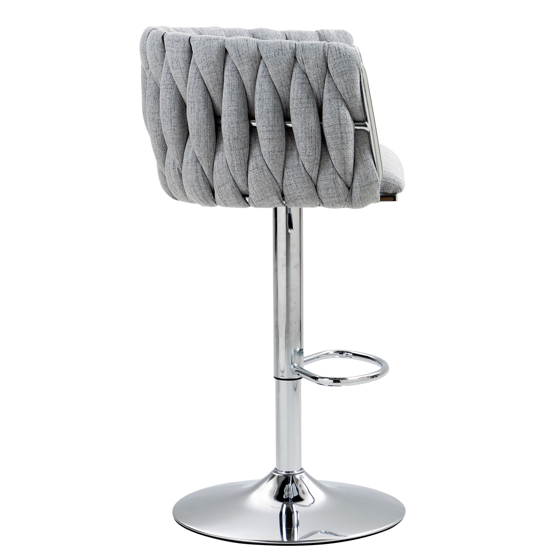 360 Degree Swivel Bar Stools Adjustable Counter Height Bar Chairs With Woven Back & Footrest, Silver Chromed Bar Stools For Kitchen Island (Set of 2) - Gray - Best Buy Furniture