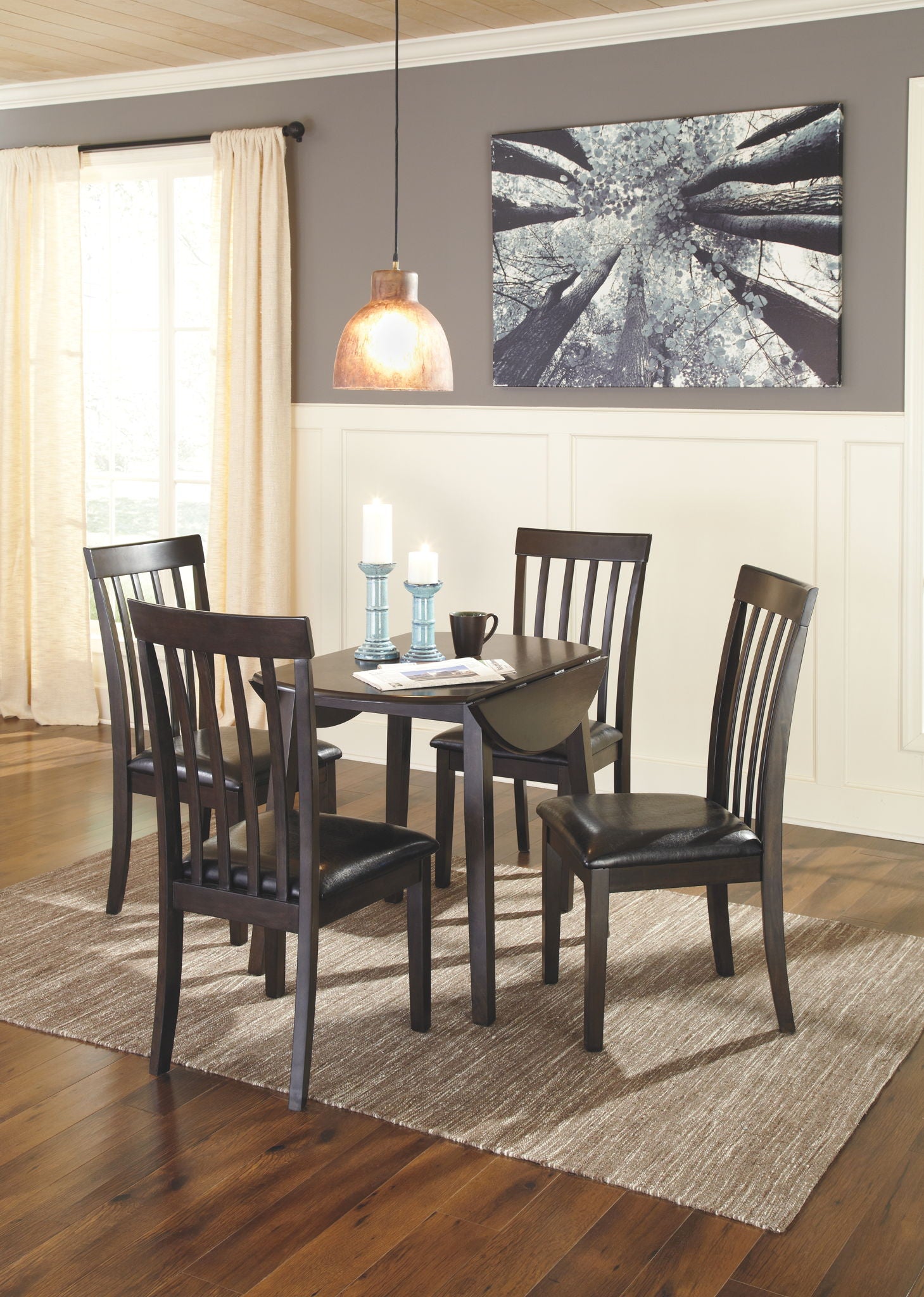 Hammis - Round DRM Drop Leaf Table - Dark Brown - Best Buy Furniture