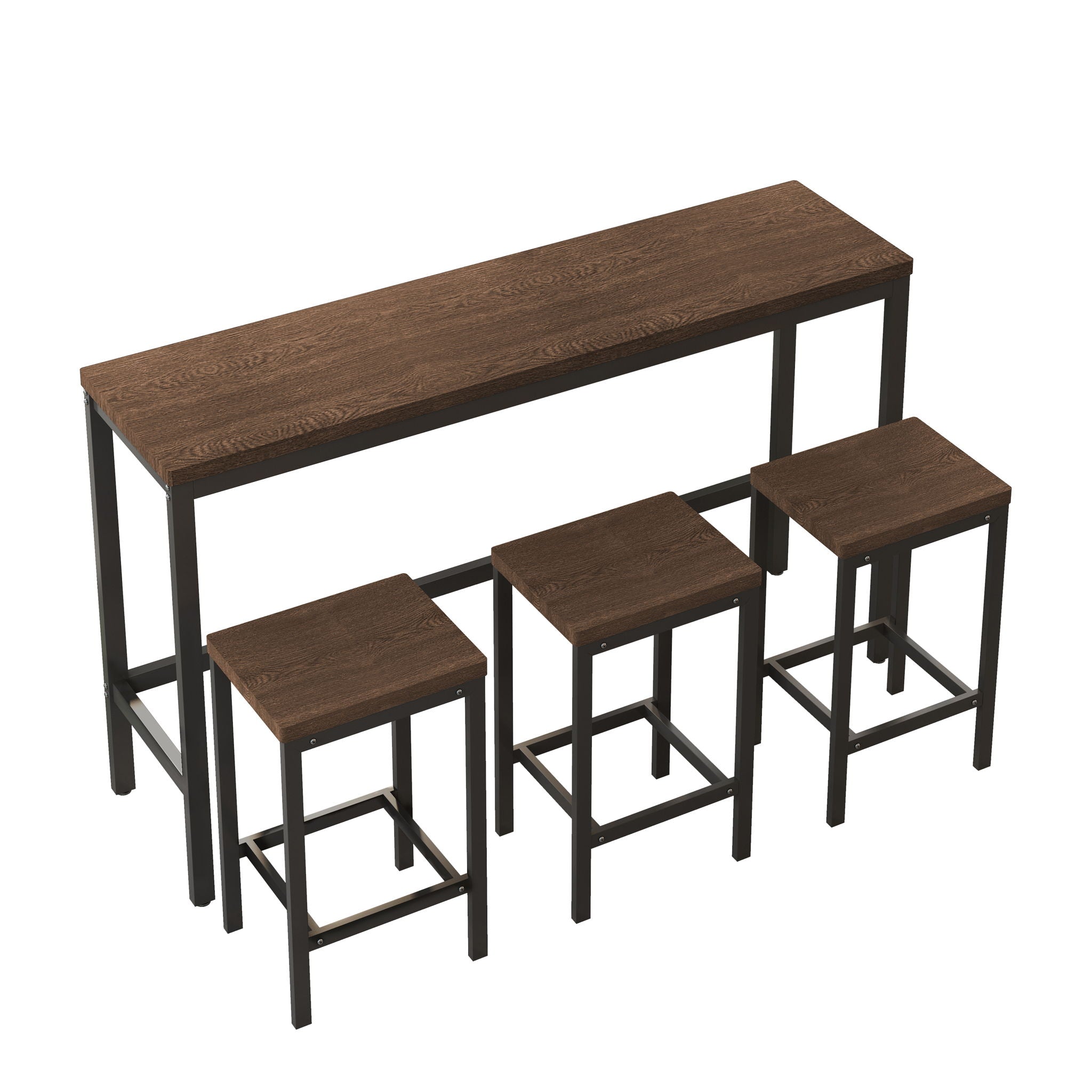 Modern Design Long Dining Table Set With 3 Stools - Best Buy Furniture