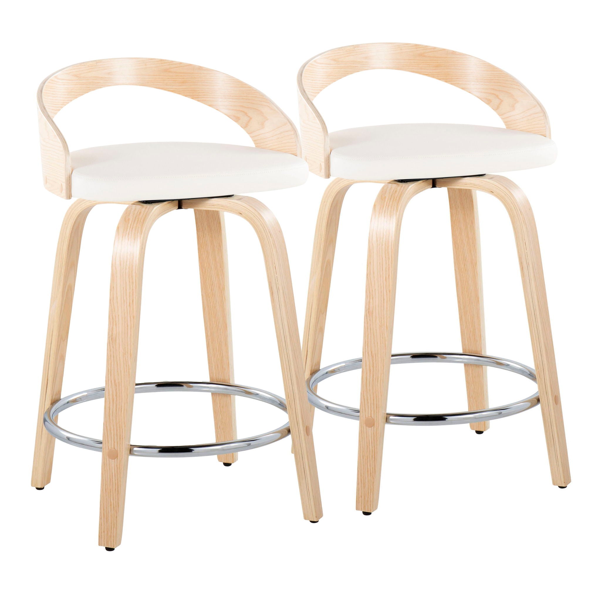 Grotto - Contemporary Fixed Height Counter Stool & Swivel, Round Footrest (Set of 2) - Best Buy Furniture