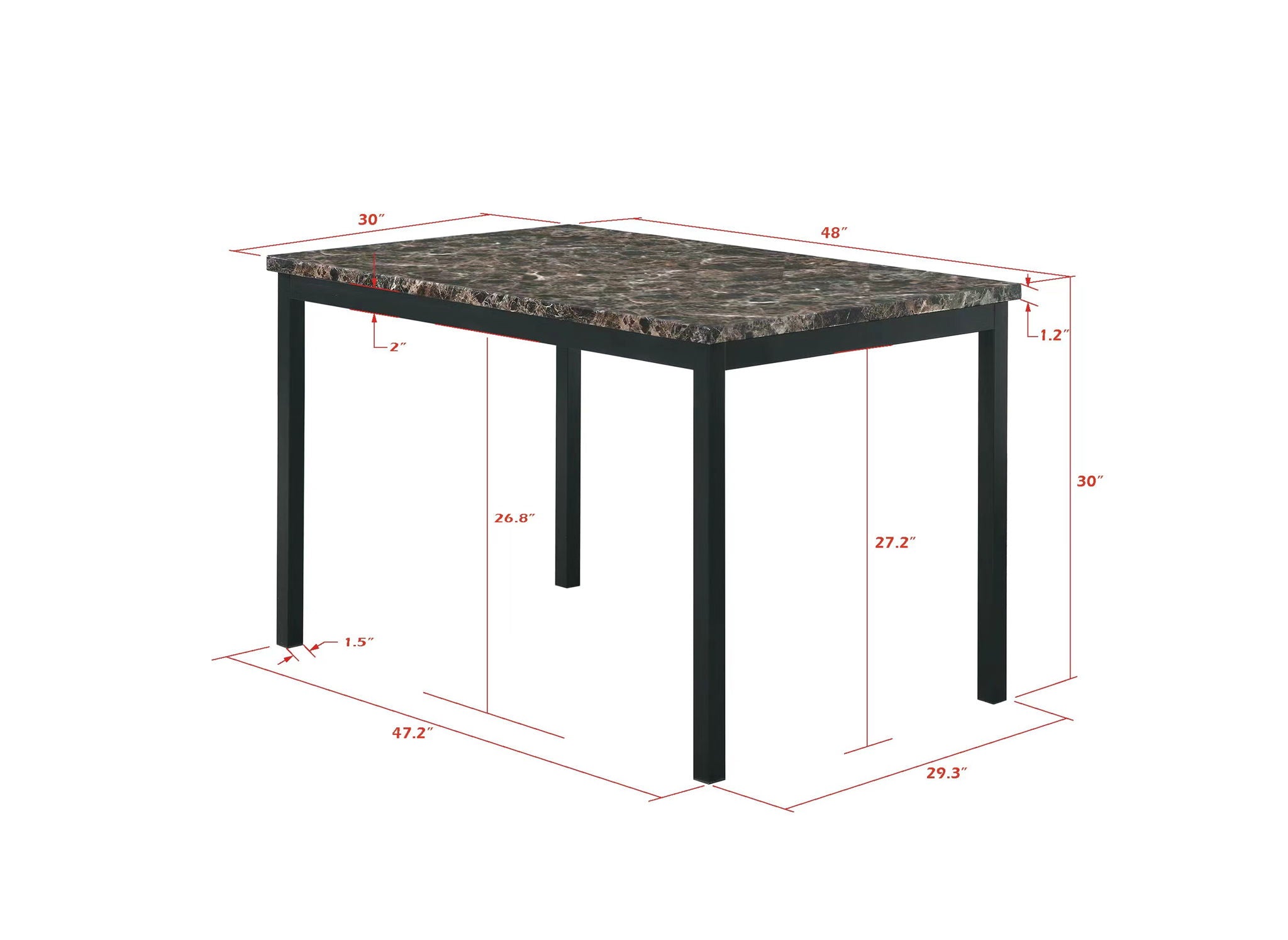 Faux Marble Top With Metal Frame Dinette Table - Black - Best Buy Furniture