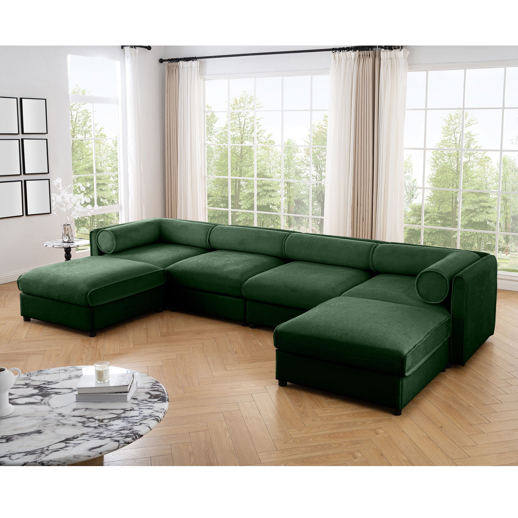 Contemporary Elegant White Chenille Sofa With Storage And Ottoman - Best Buy Furniture