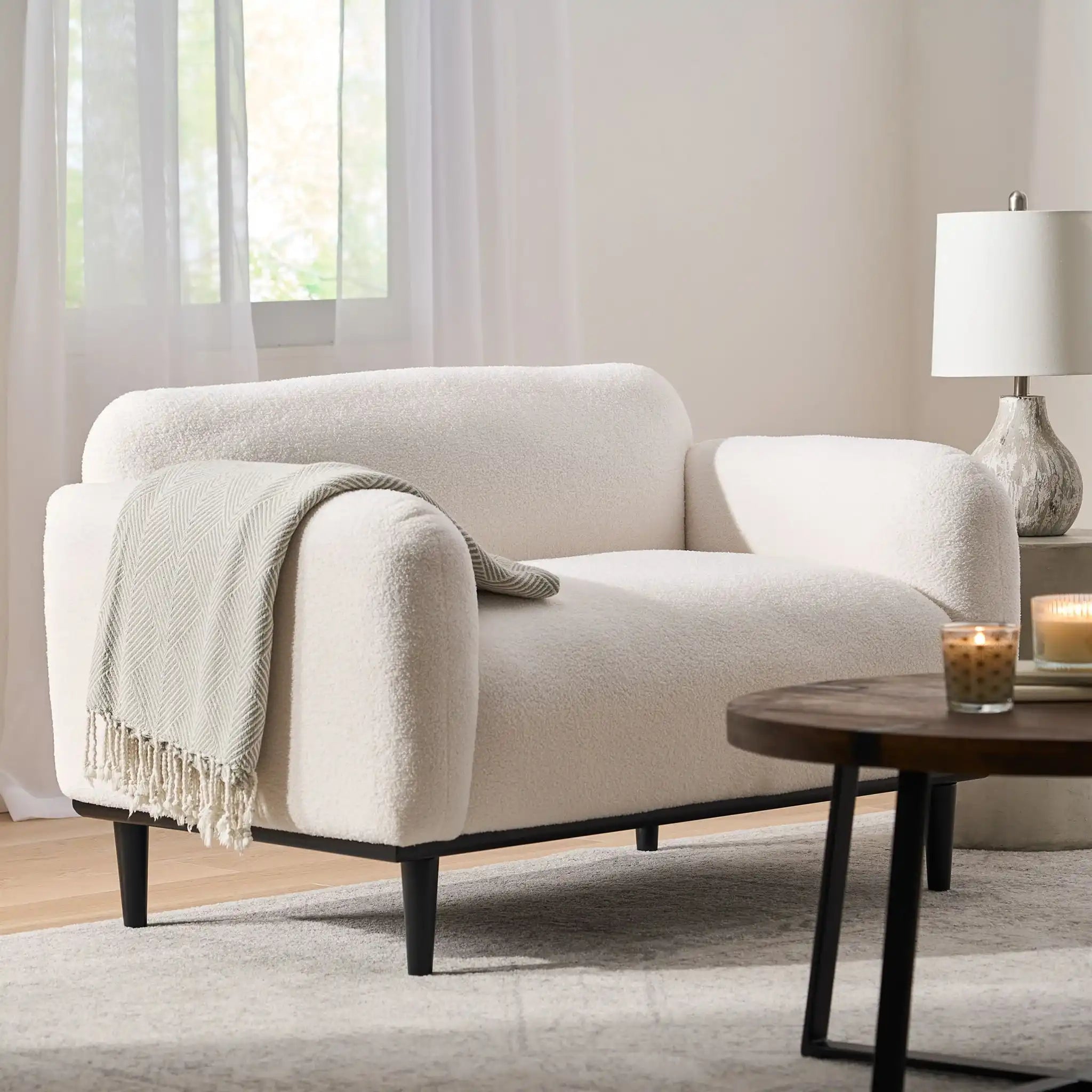 Sway - Upholstered Loveseat With Wood Legs And Round Arms - Best Buy Furniture