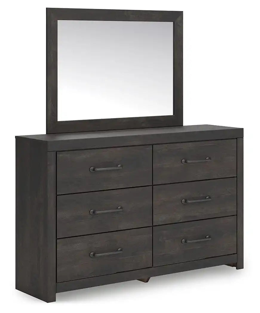 Hollivern - Dresser And Mirror - Dark Gray - Best Buy Furniture