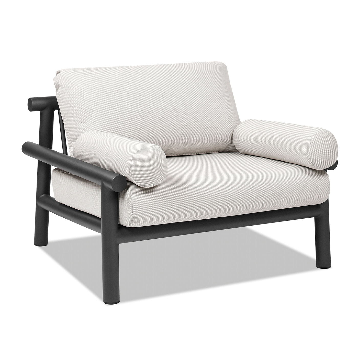 Zara - Dowel Frame Bolster Patio Deep Seating Armchair, Axroma Olefin - Wheat Beige - Best Buy Furniture