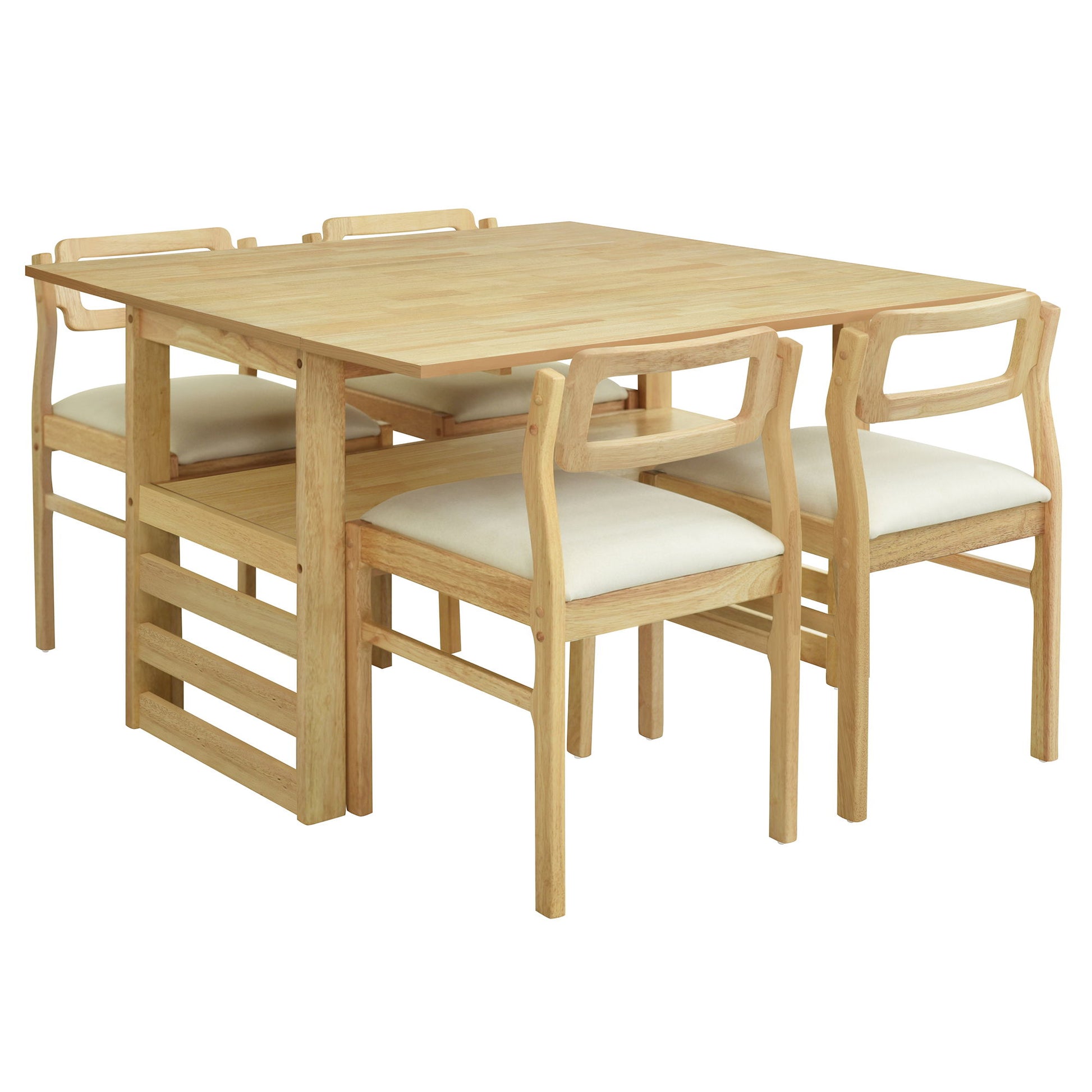 5 Piece Extendable Wood Square Dining Table Set With 2 Drop Leaves - Best Buy Furniture