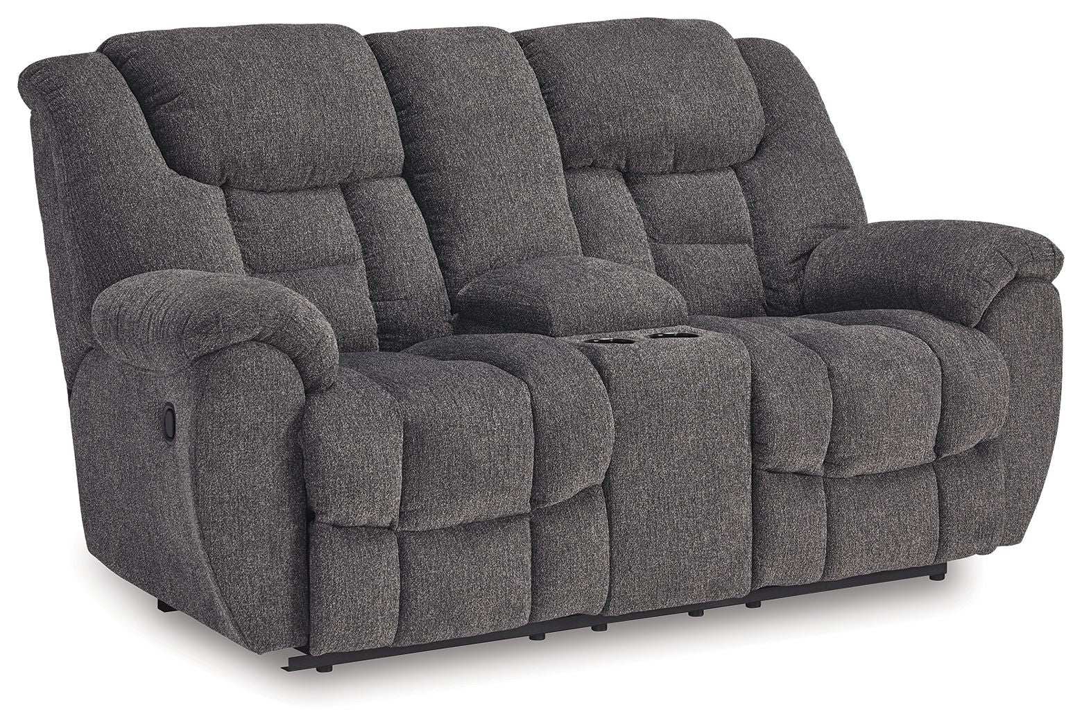 Foreside - Dbl Reclining Loveseat with Console - Charcoal - Best Buy Furniture