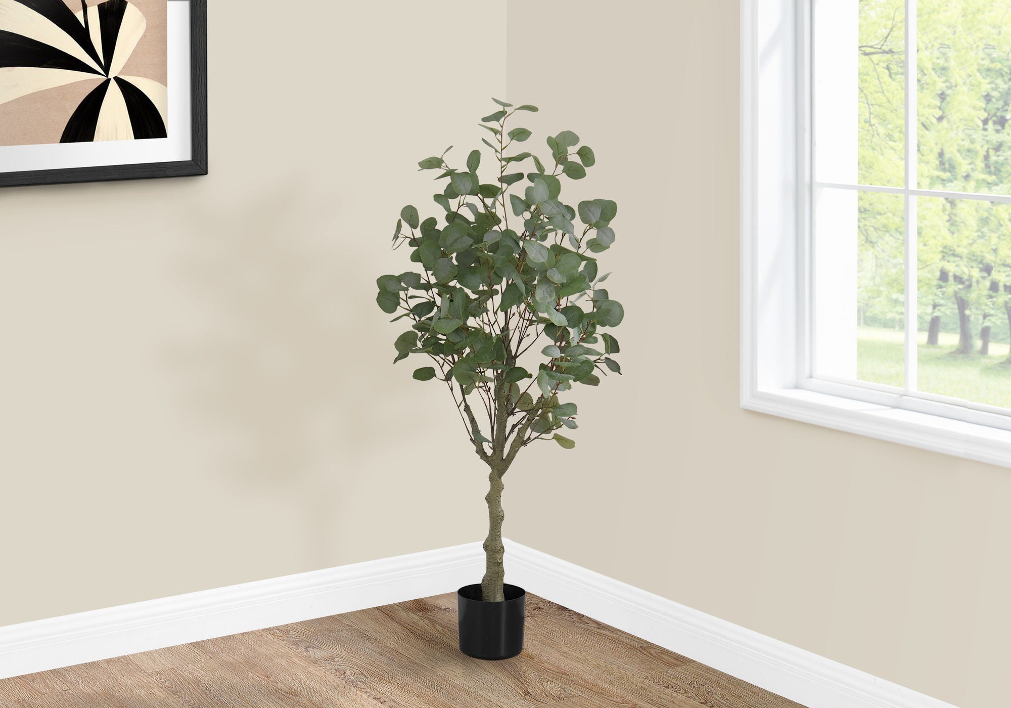 46" Tall, Artificial Plant, Eucalyptus Tree, Indoor, Faux, Fake, Floor, Greenery, Potted, Decorative - Green / Black - Best Buy Furniture