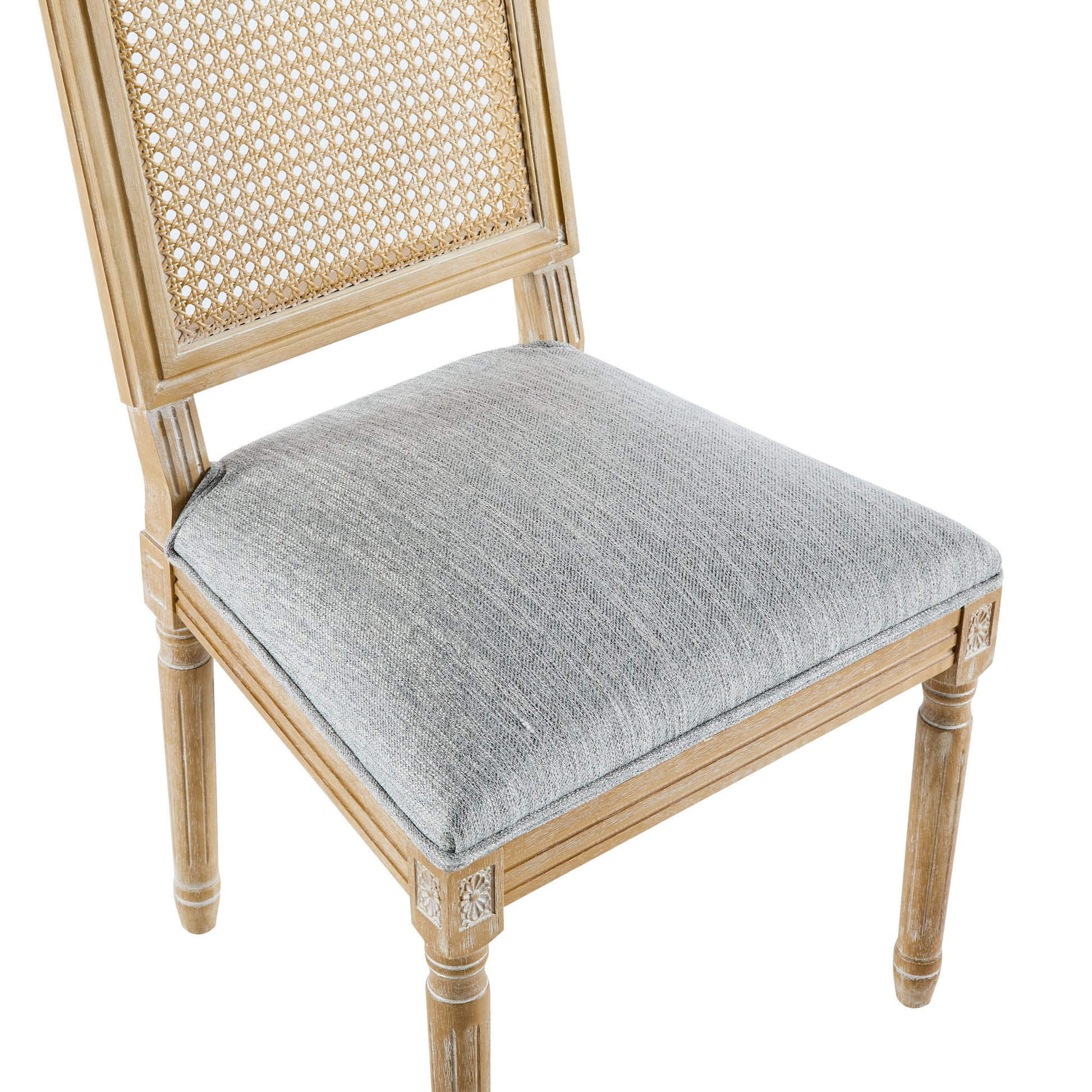 French Country Dining Chair With Rectangular Cane Backrest And Smooth Upholstered Seating - Best Buy Furniture