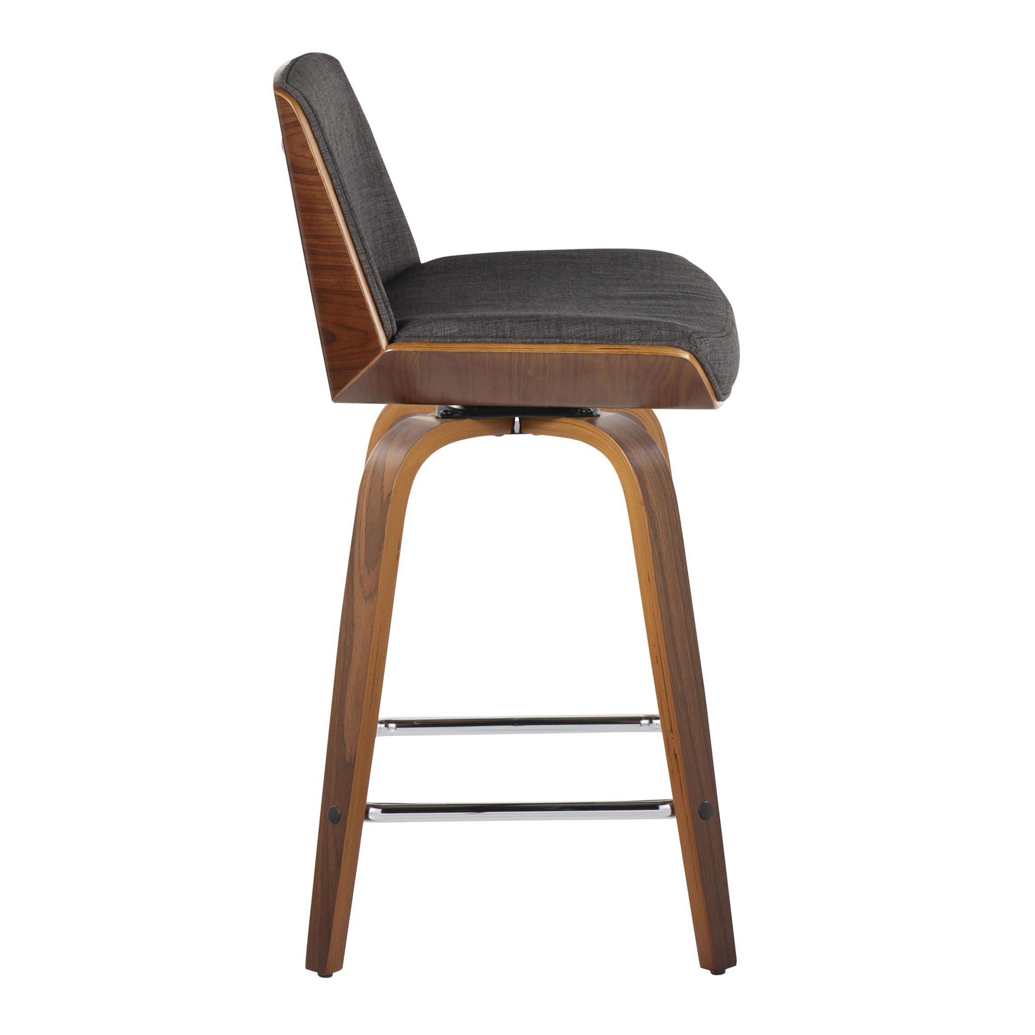 Corazza - Mid Century Modern Fixed Height Counter Stool With Swivel With Square Footrest (Set of 2) - Best Buy Furniture