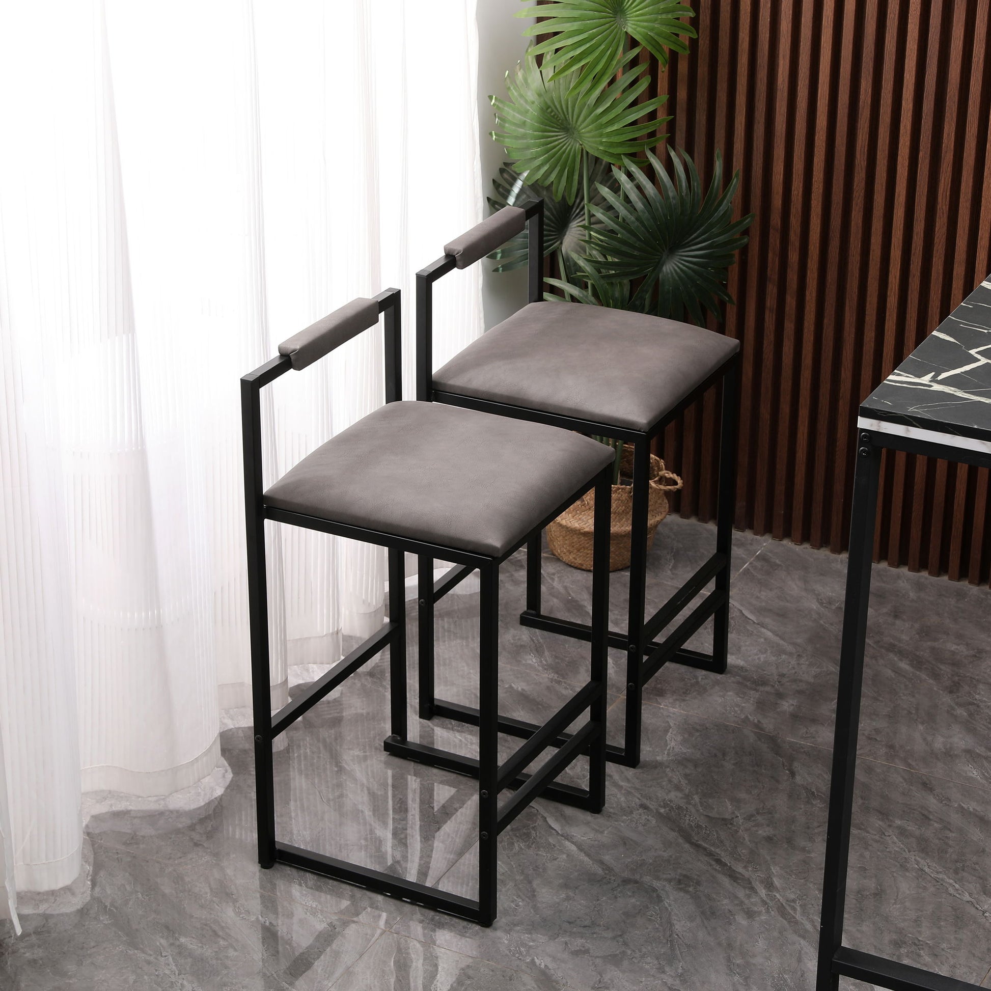 Elegant Bar Stool Set With Backrest And Footrest, Counter Height (Set of 2) - Best Buy Furniture